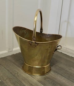 Large Art Nouveau Brass Helmet Coal Scuttle