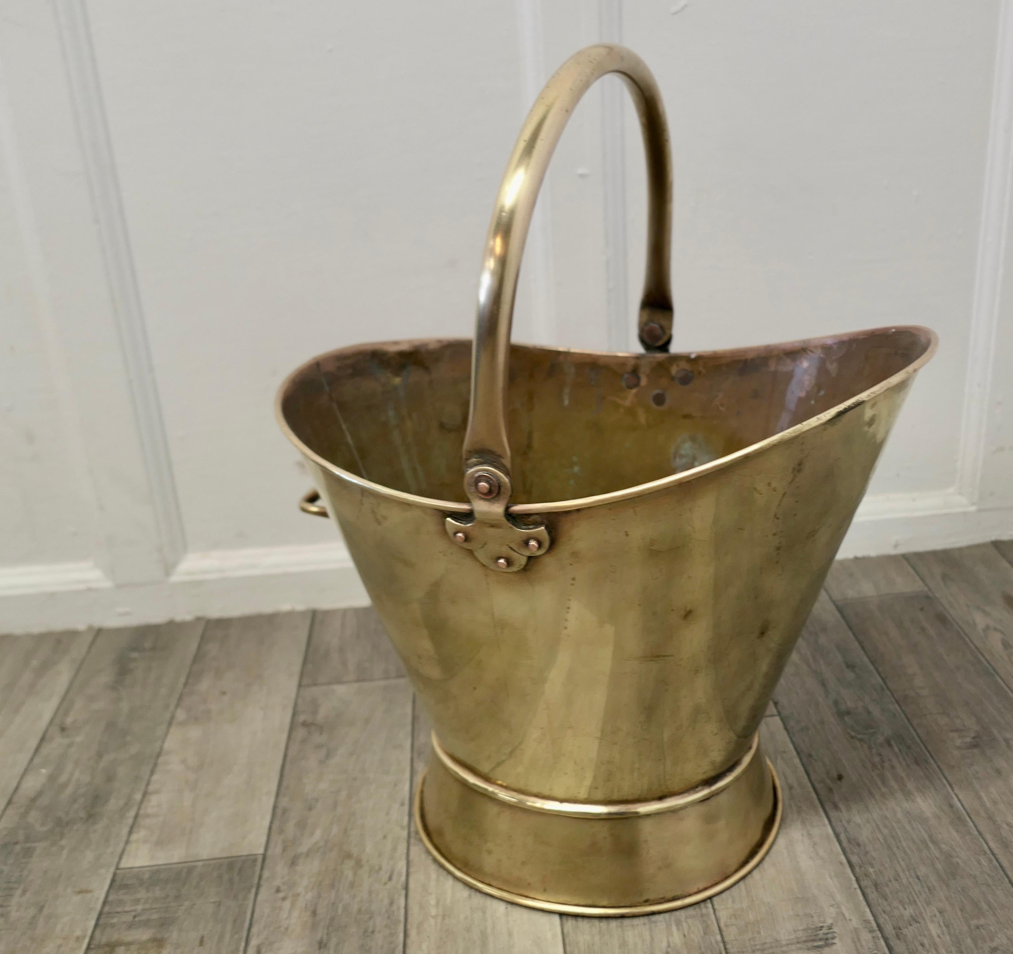 19th Century Large Art Nouveau Brass Helmet Coal Scuttle  For Sale