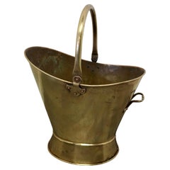 Used Large Art Nouveau Brass Helmet Coal Scuttle 