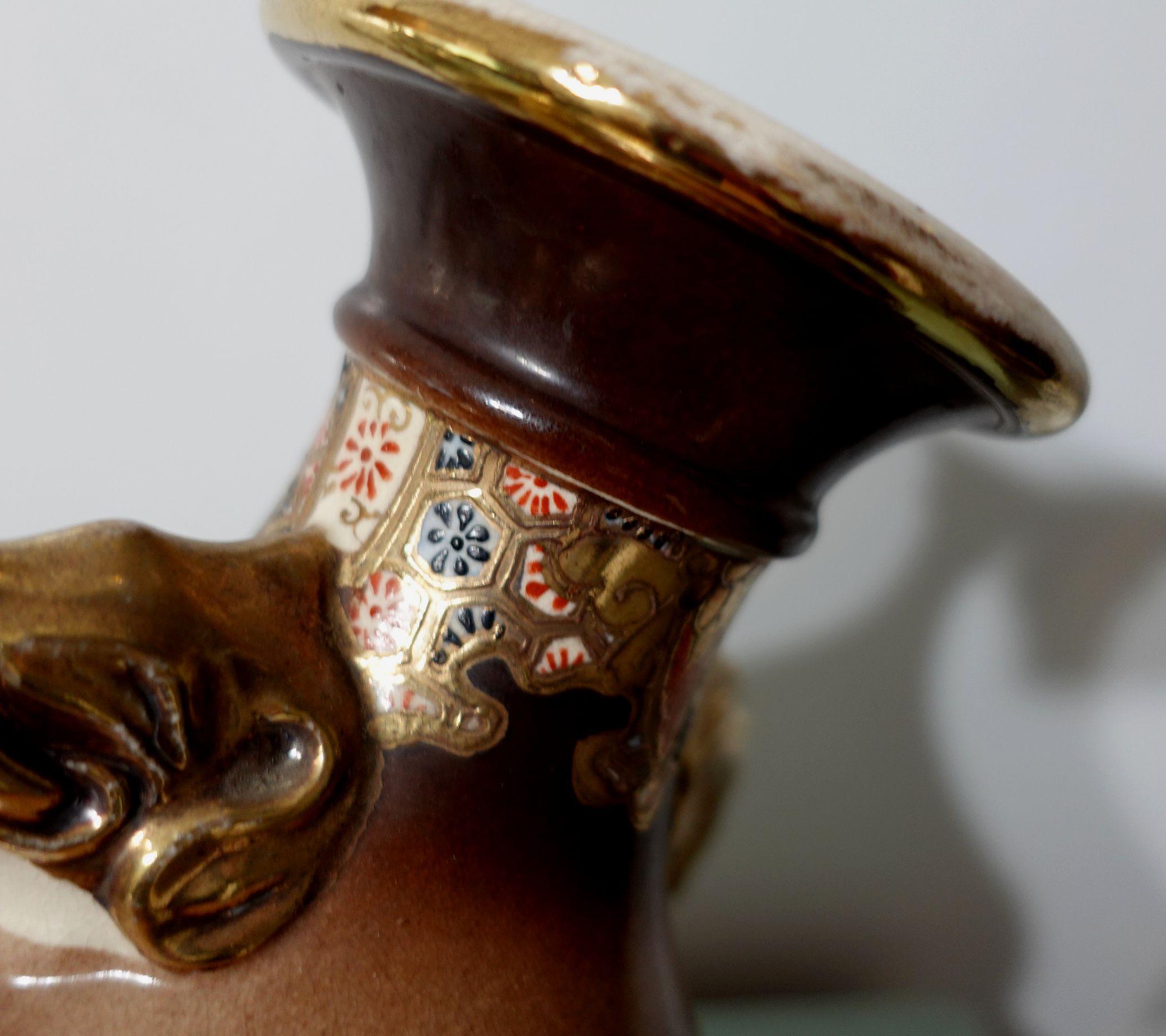 Large Art Nouveau Japanese Vase in Satsuma Style, Signed For Sale 4