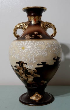Large Art Nouveau Japanese Vase in Satsuma Style, Signed