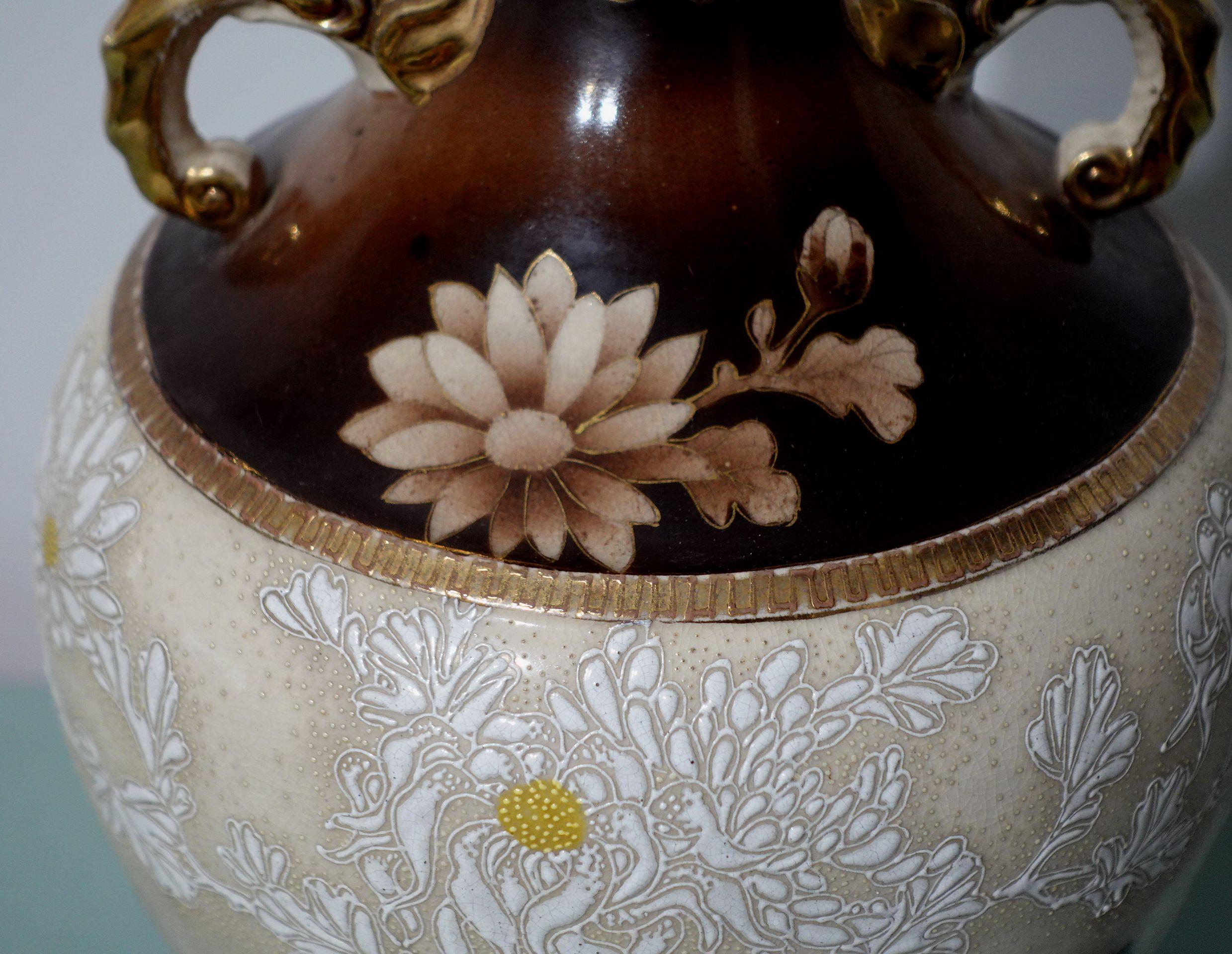 Große japanische Vase im Jugendstil im Satsuma-Stil, signiert im Angebot 1