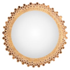 A Large Art Nouveau Style Copper Glass and Gilt Resin Convex Mirror.