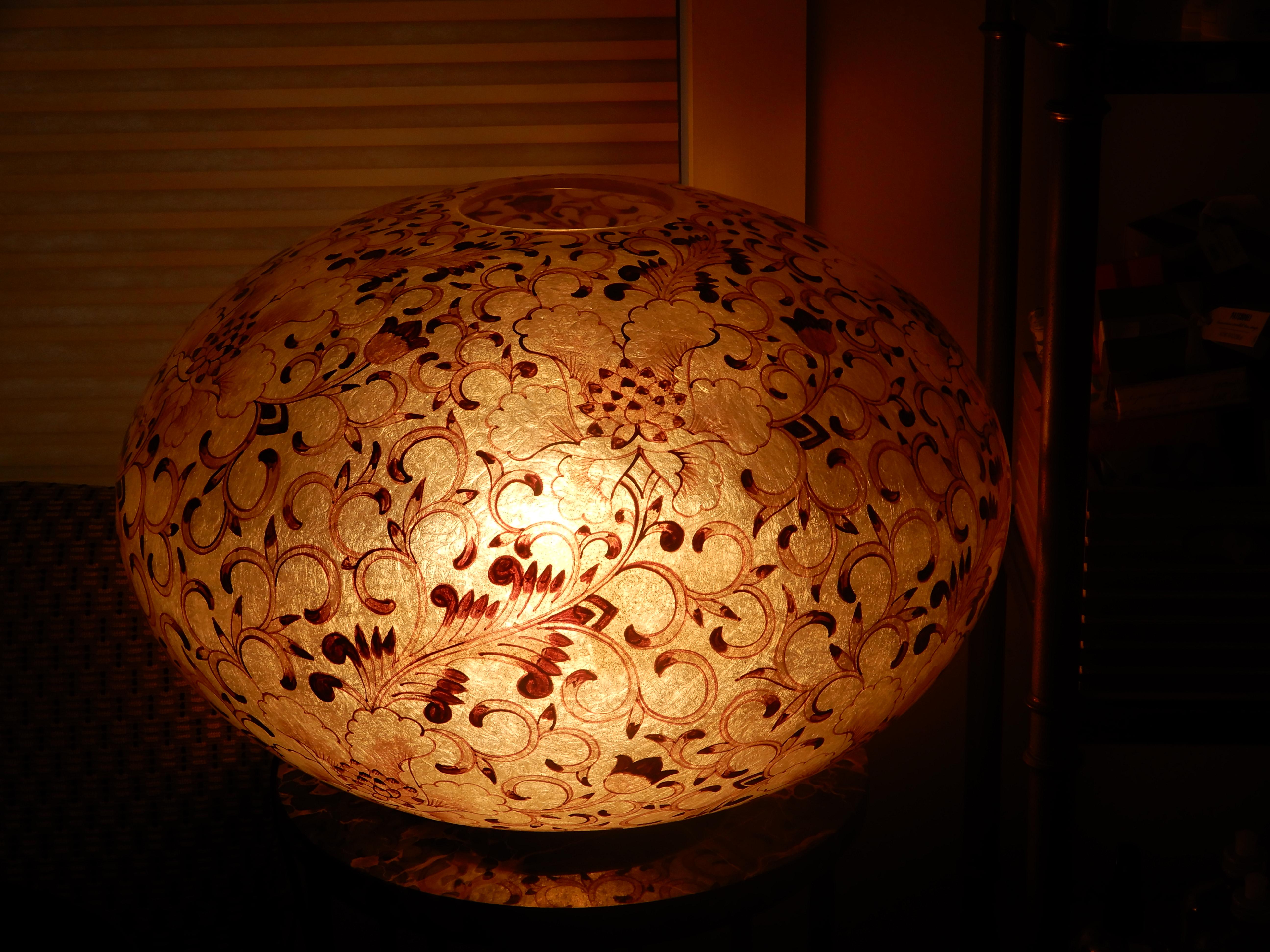 Art Nouveau Large Artisan Lucite Midcentury Venetian Globe Shaped Lamp