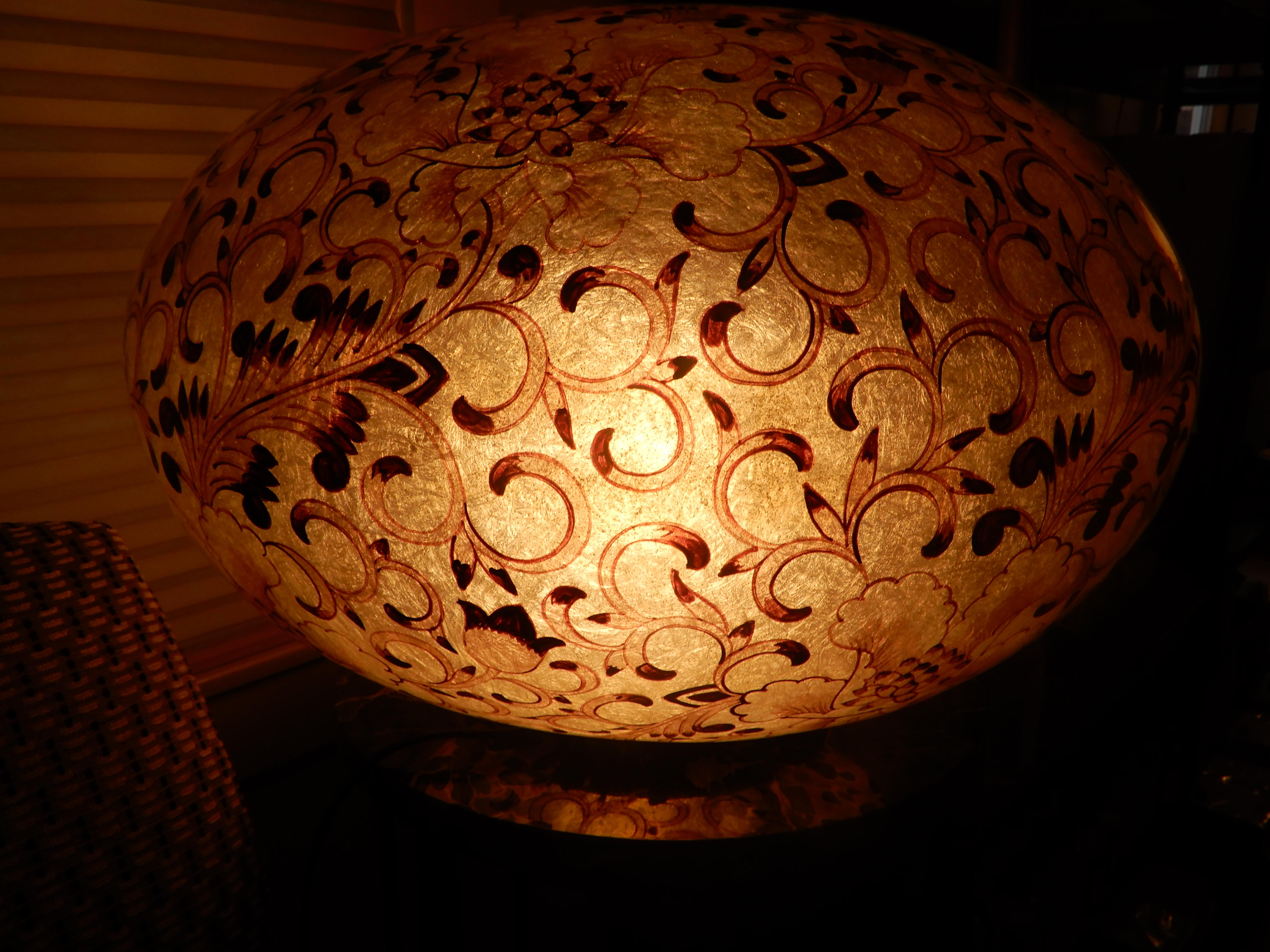 Italian Large Artisan Lucite Midcentury Venetian Globe Shaped Lamp