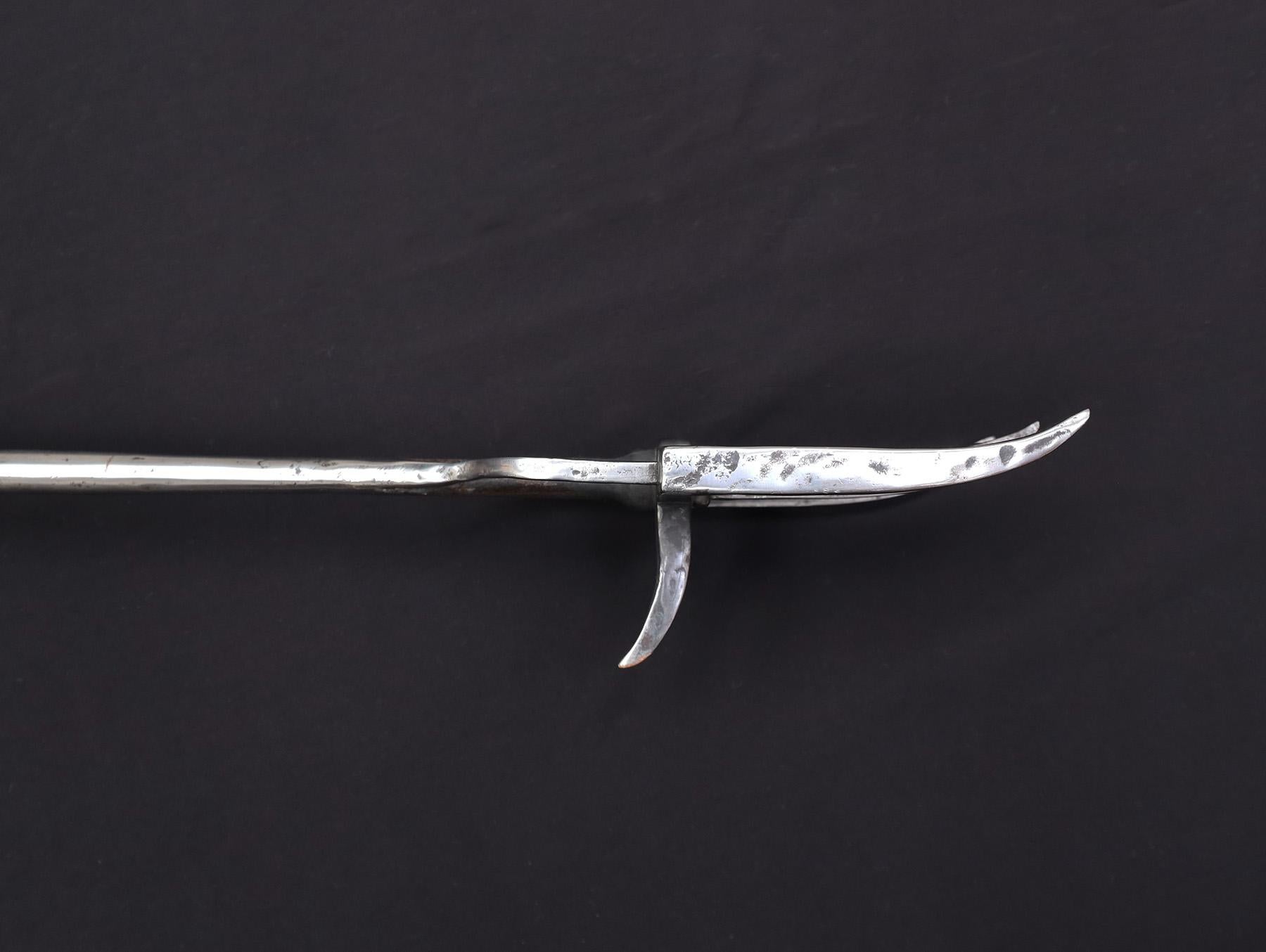 Arts and Crafts Large Arts & Crafts Wrought-Iron Fireplace Log Fork For Sale
