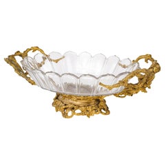 Gran cuenco de cristal de Baccarat y bronce dorado, época de Napoleón III.