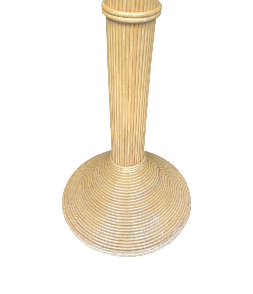 French Large Bamboo Palm Tree Floor Lamp with Green Leaves and Coconut Lights