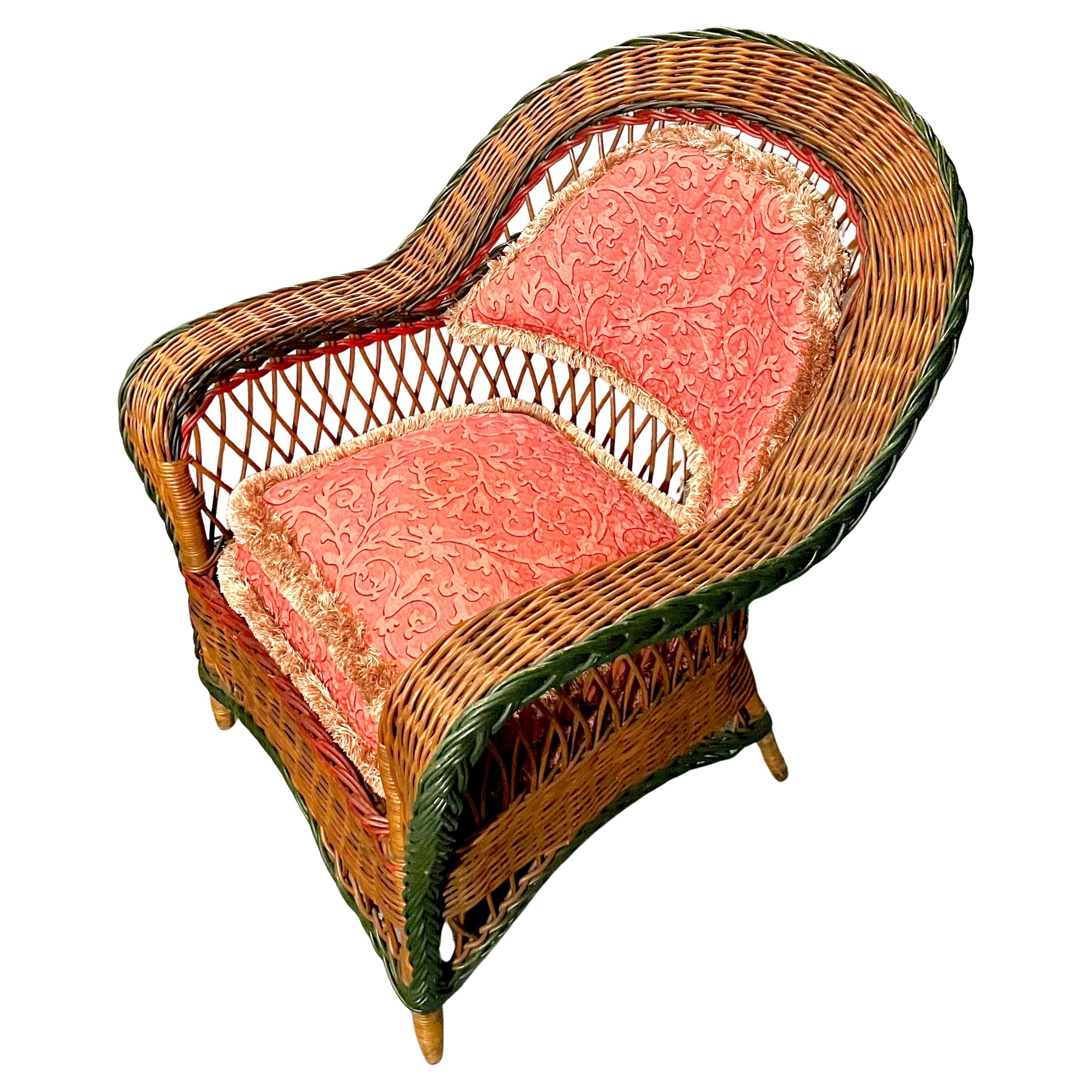 A Large Bar Harbor Style Wicker Arm Chair