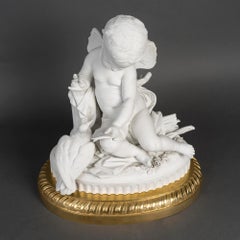 A Large Biscuit Sculpture, Gilded Bronze Frame, Napoleon III Era, 19th Century.