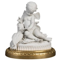 A Large Biscuit Sculpture, Gilded Bronze Frame, Napoleon III Era, 19th Century.