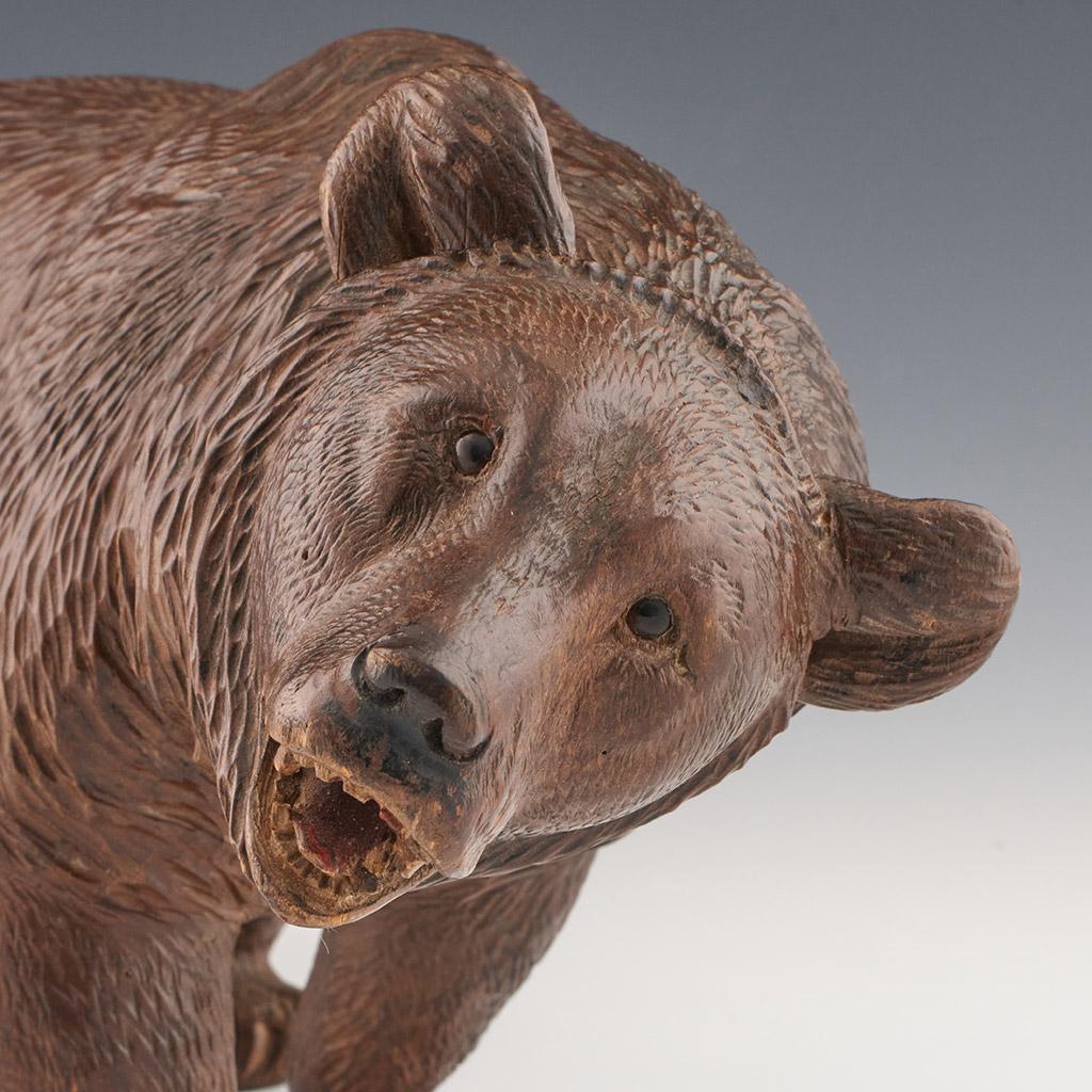 Wood Large Black Forest Carved Bear, circa 1900