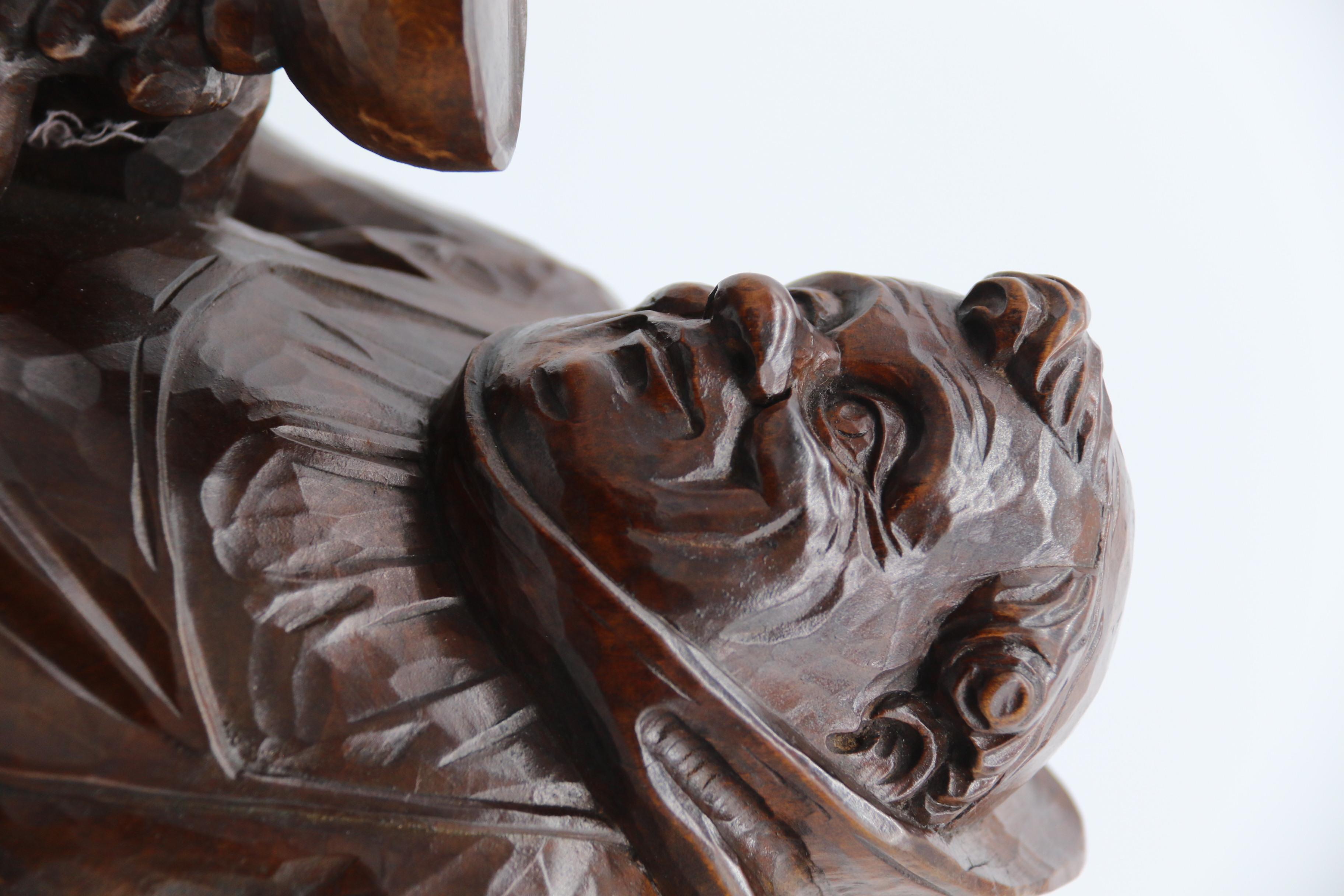 A Large Black Forest carved limewood study of a monk, Swiss, circa 1900 For Sale 6