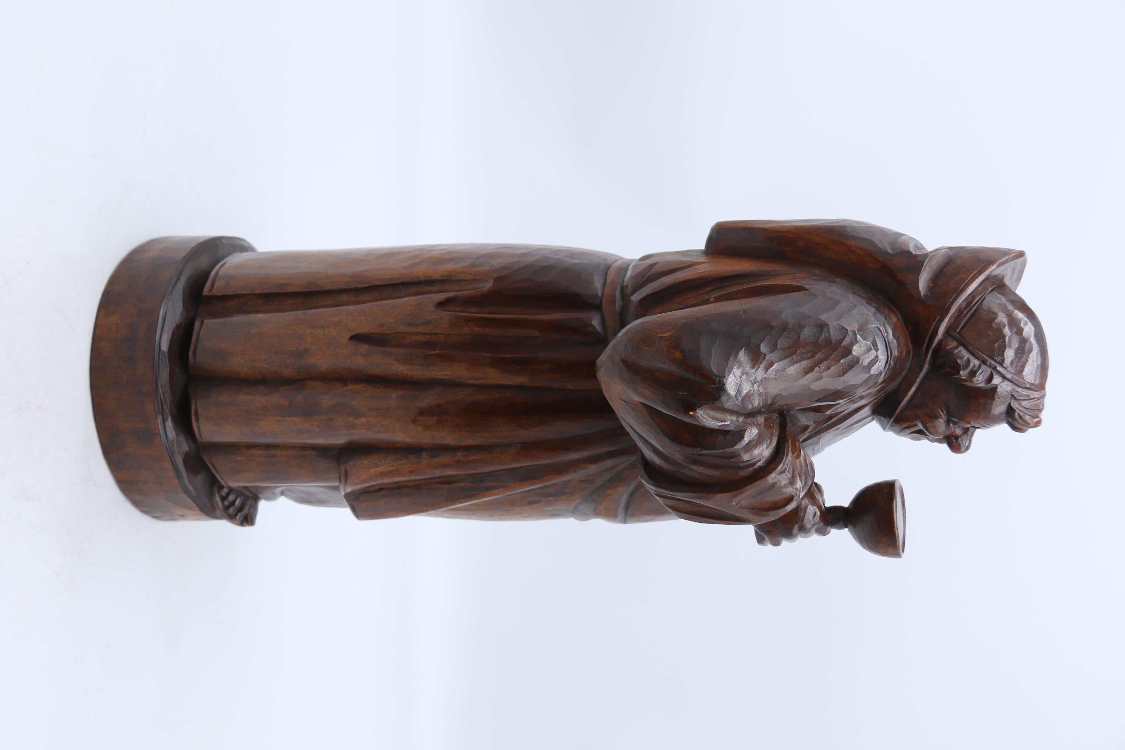 Carved A Large Black Forest carved limewood study of a monk, Swiss, circa 1900 For Sale