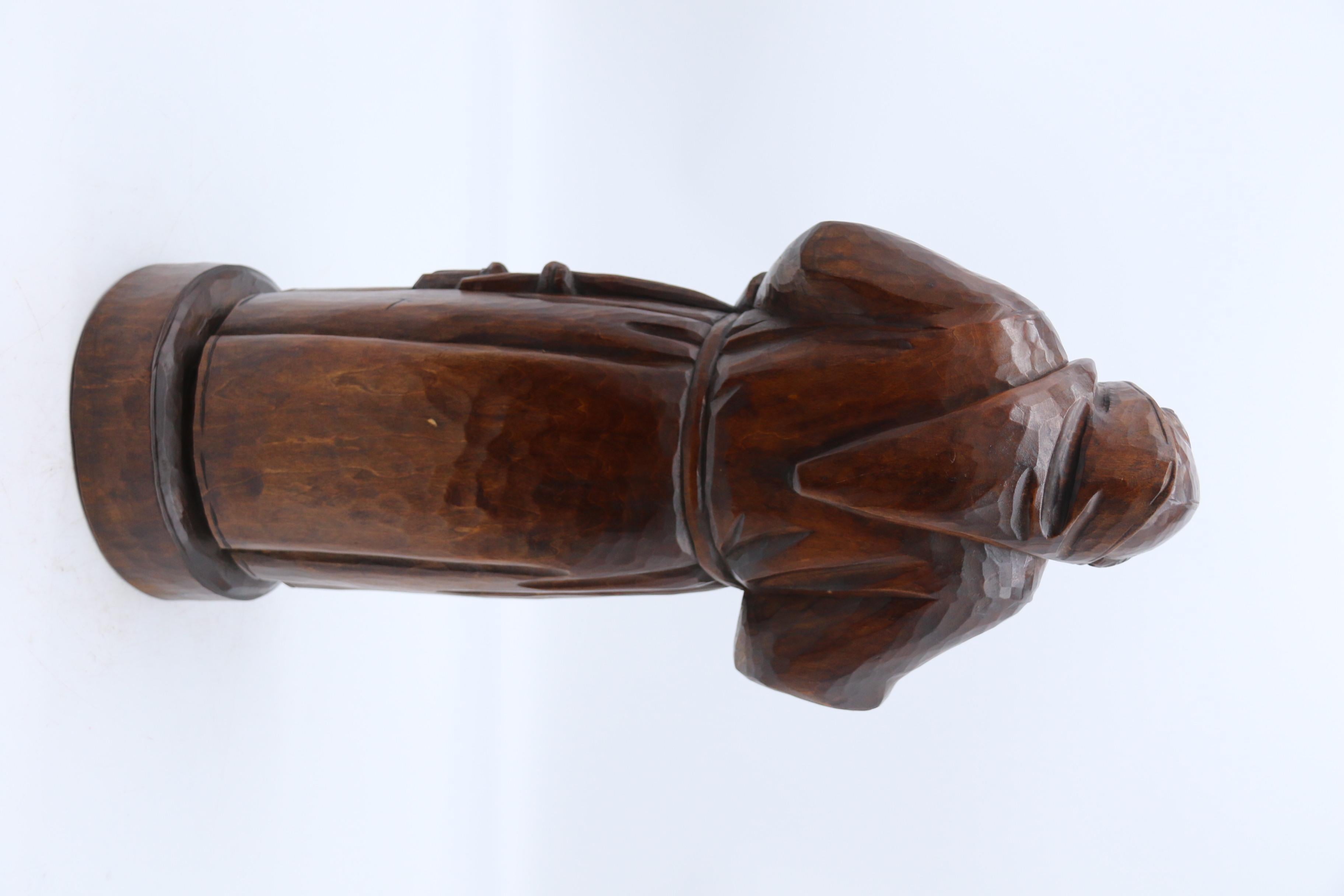 20th Century A Large Black Forest carved limewood study of a monk, Swiss, circa 1900 For Sale