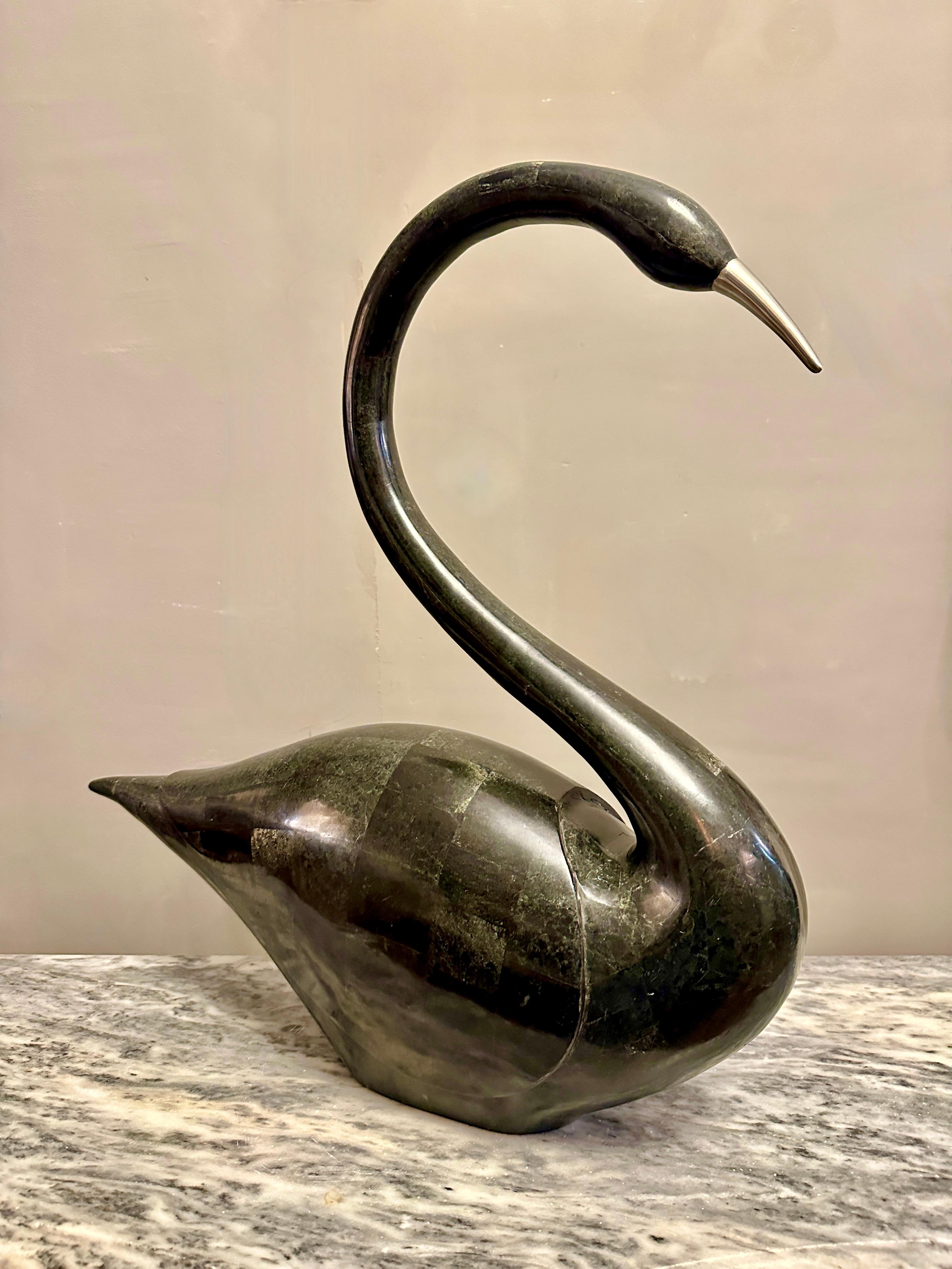 A large Black Marble Swan By Maitland Smith 4