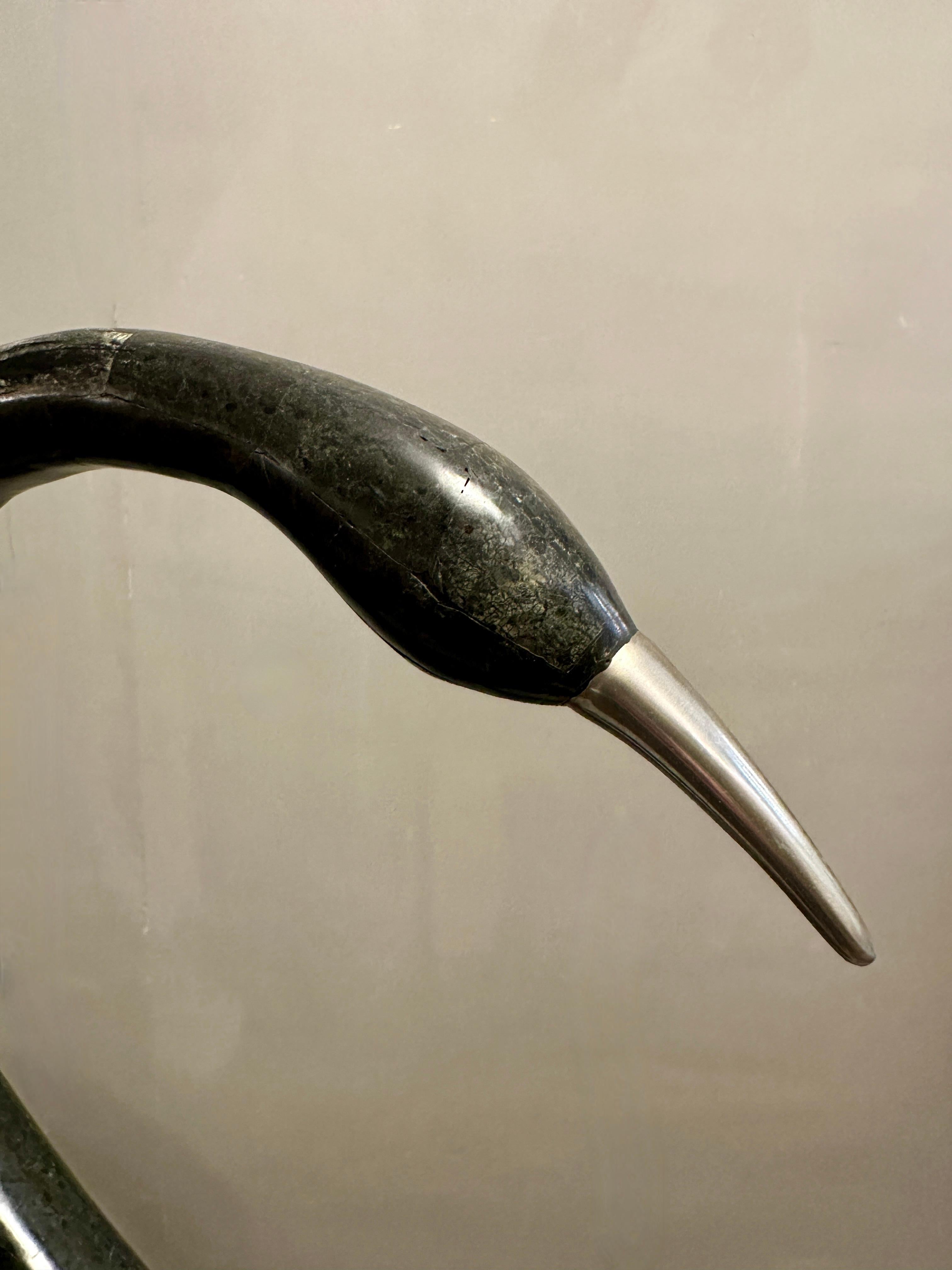 Hollywood Regency A large Black Marble Swan By Maitland Smith