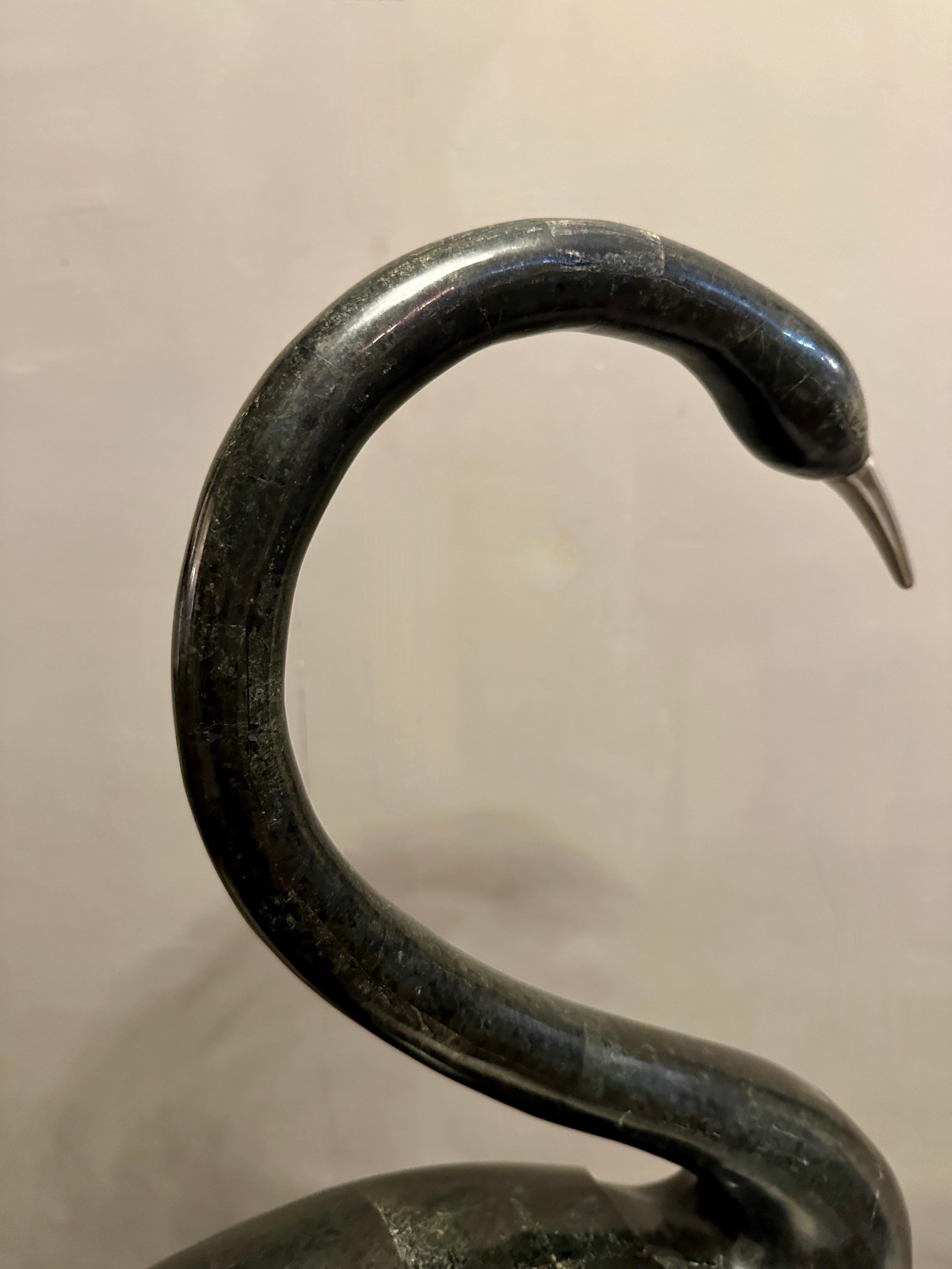 A large Black Marble Swan By Maitland Smith In Good Condition In London, GB
