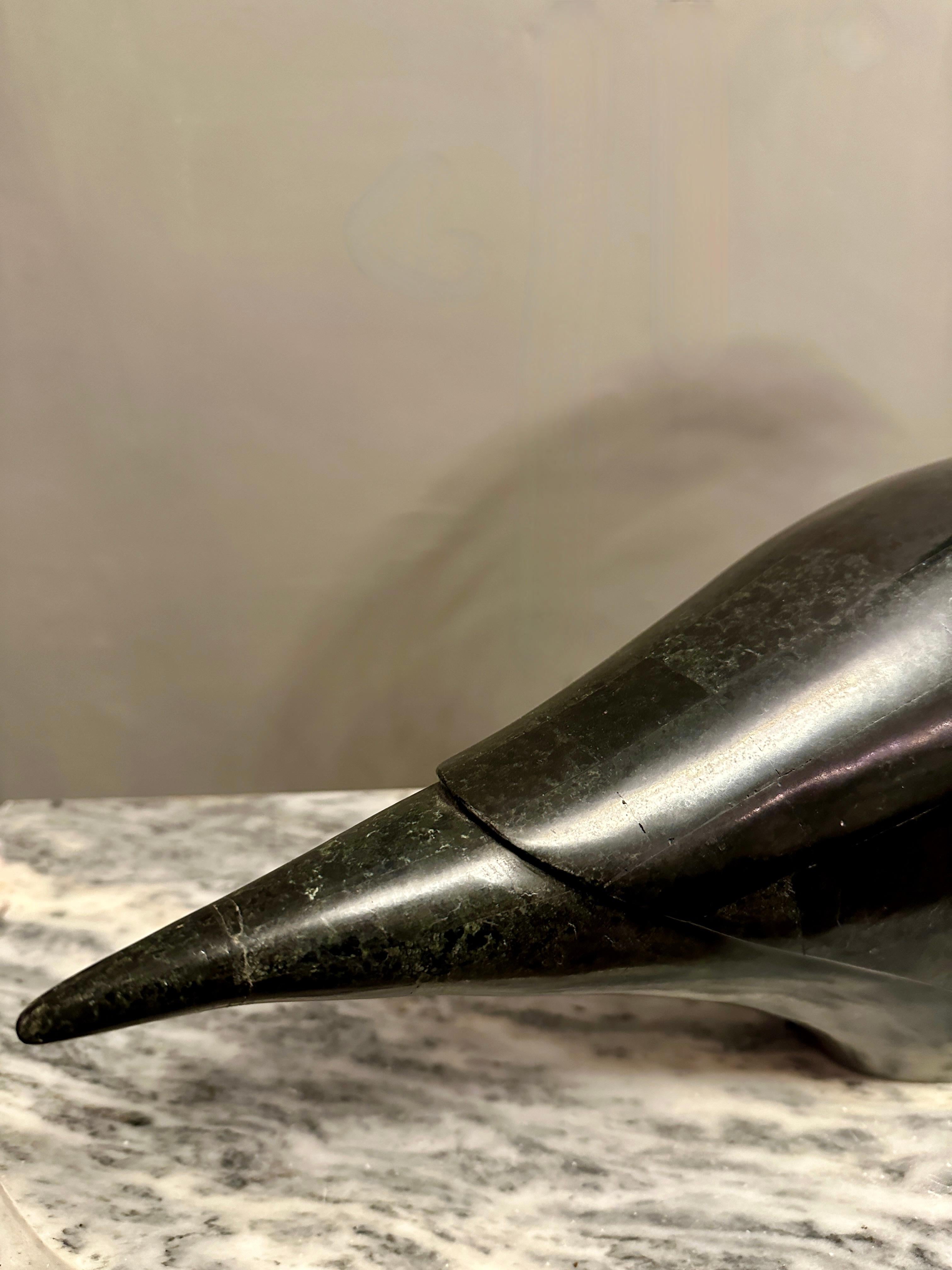 20th Century A large Black Marble Swan By Maitland Smith