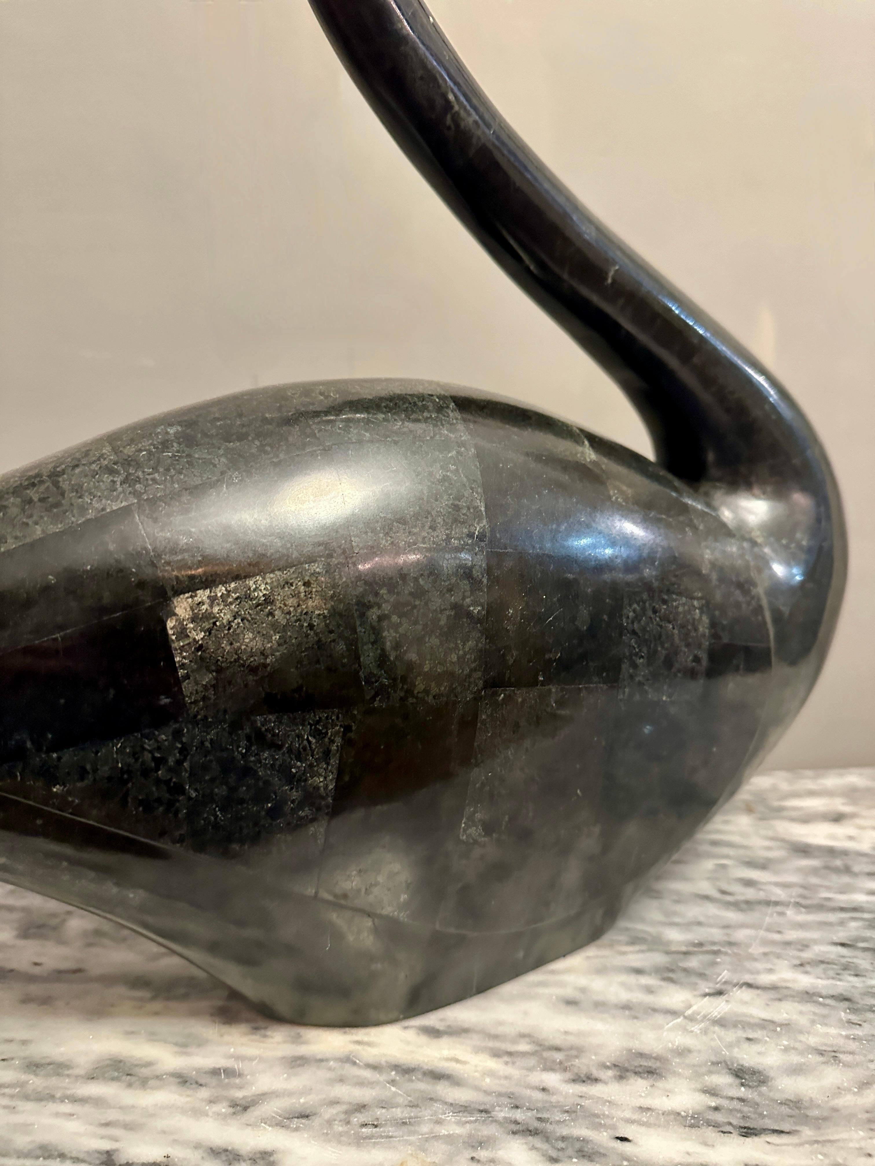 Brass A large Black Marble Swan By Maitland Smith