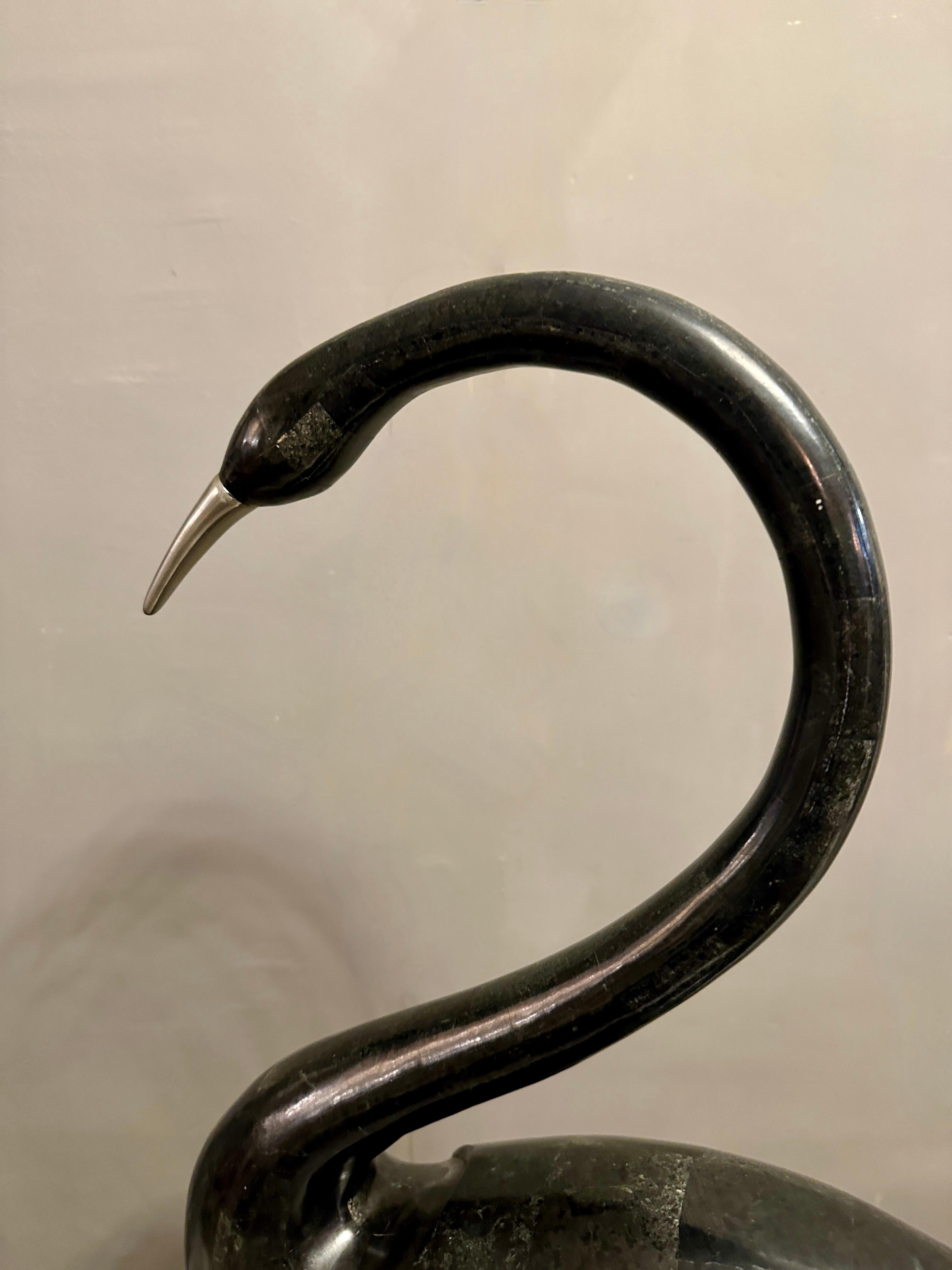 A large Black Marble Swan By Maitland Smith 2
