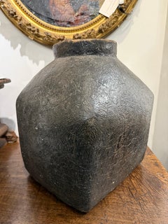A Large Black Wooden Grain Jar, 19th Century