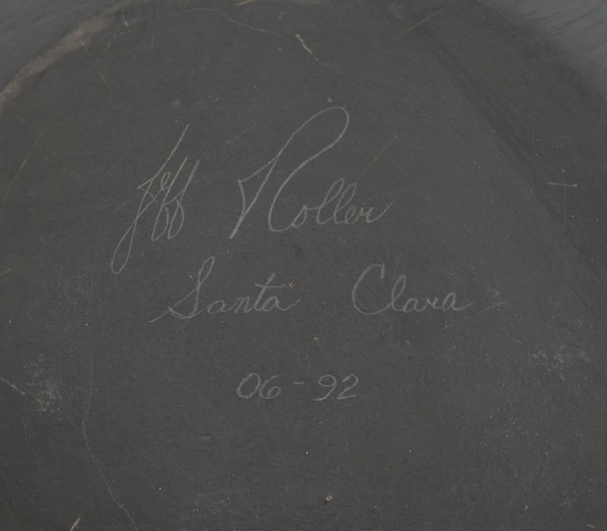 Große Vase aus schwarzem Geschirr von Jeff Roller, Santa Clara Pottery im Angebot 1