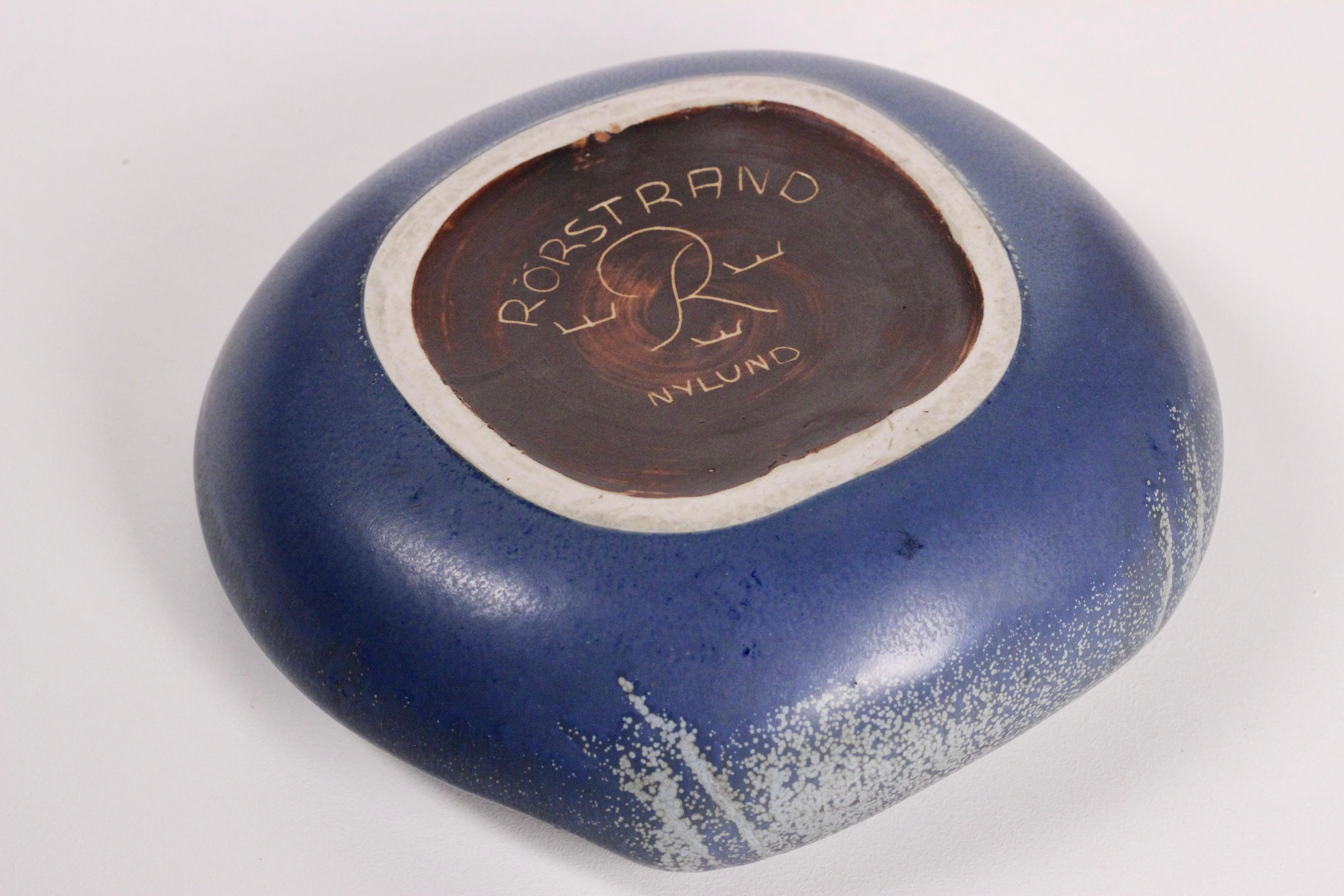 Swedish A large blue ashtray by Rörstrand, Sweden, 1950s. Designed by Gunnar Nylund For Sale