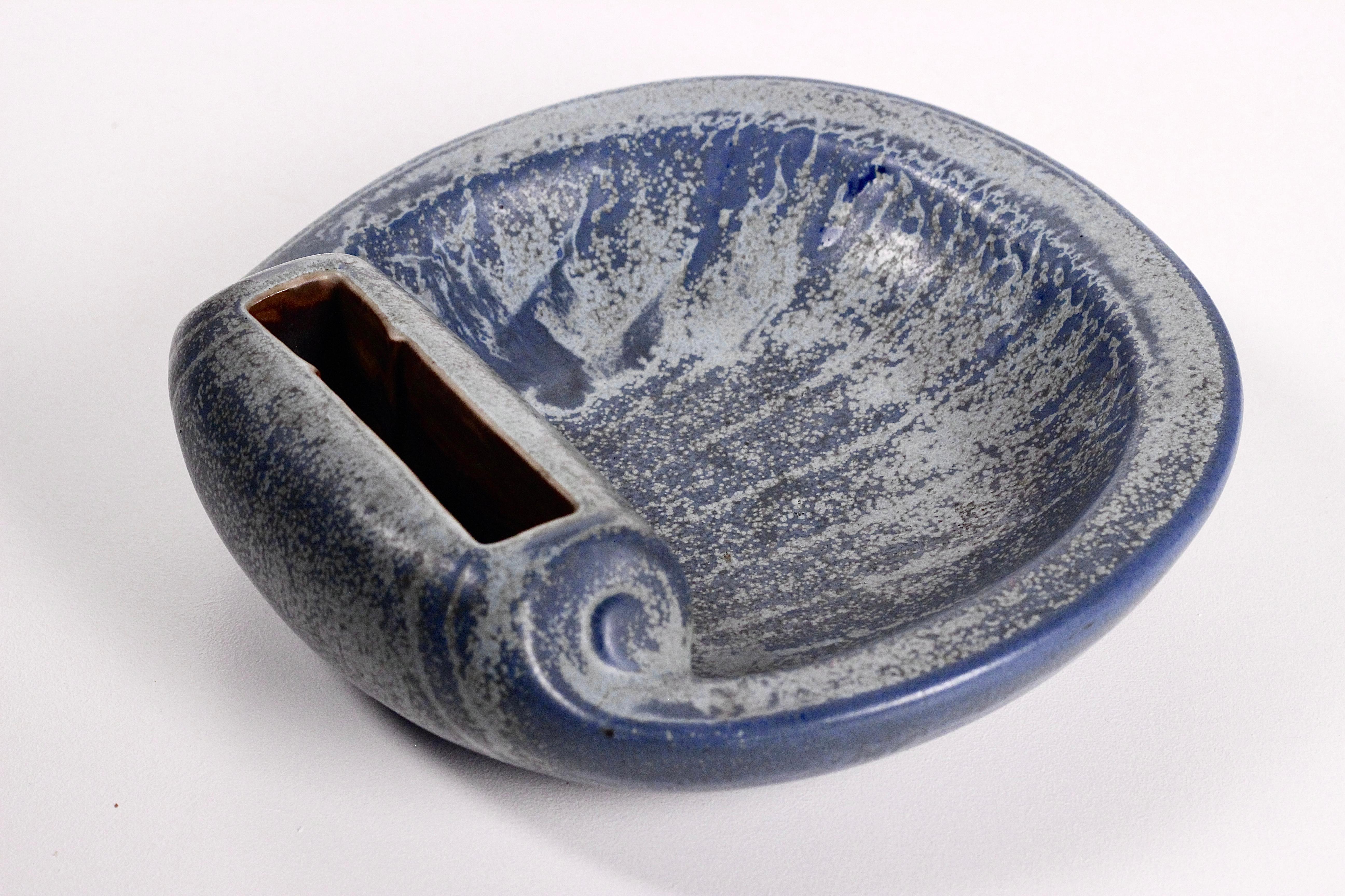 A large blue ashtray by Rörstrand, Sweden, 1950s. Designed by Gunnar Nylund For Sale 1