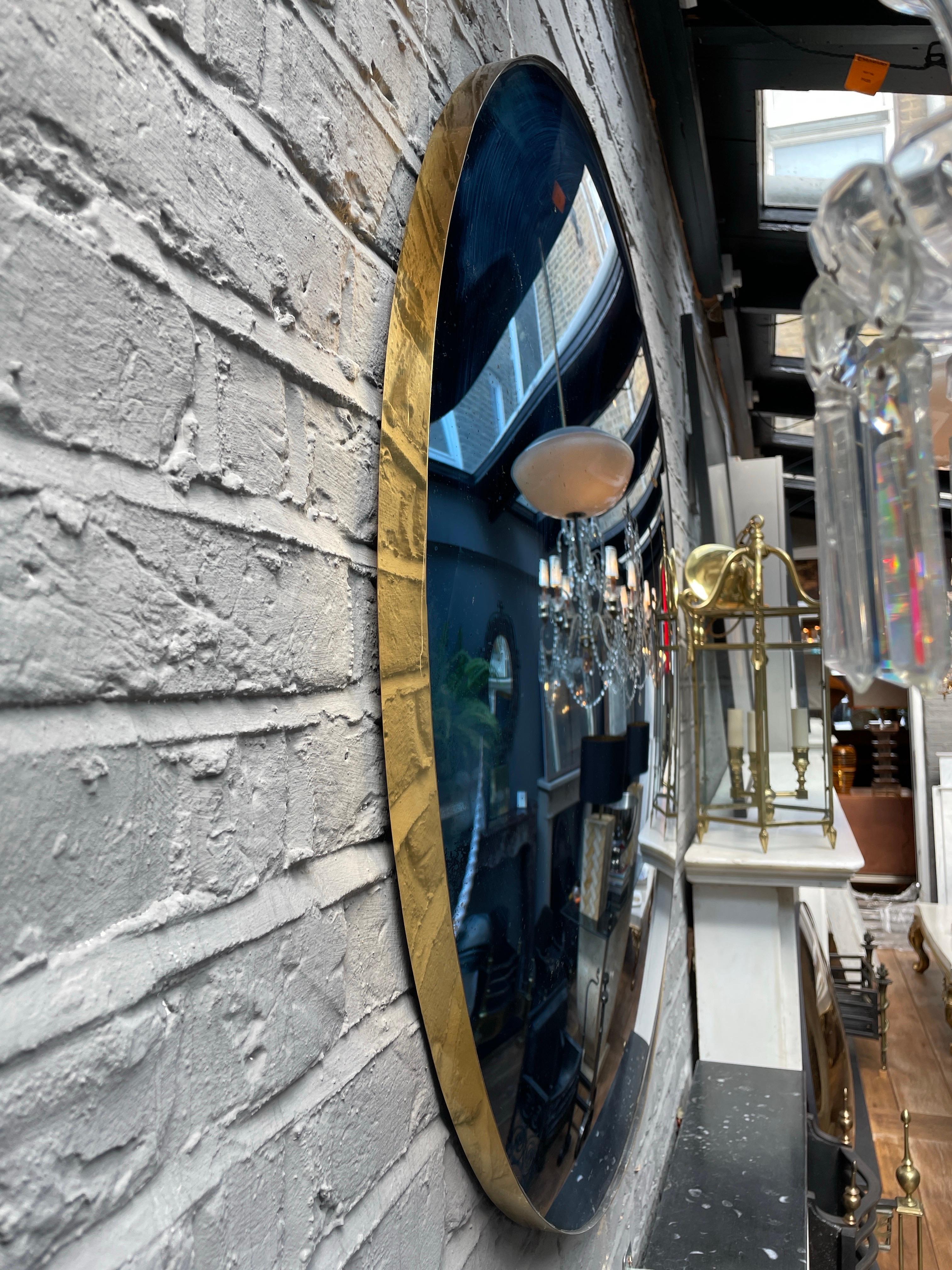 A Large Blue Convex Mirror with distressed finish In Good Condition For Sale In London, GB
