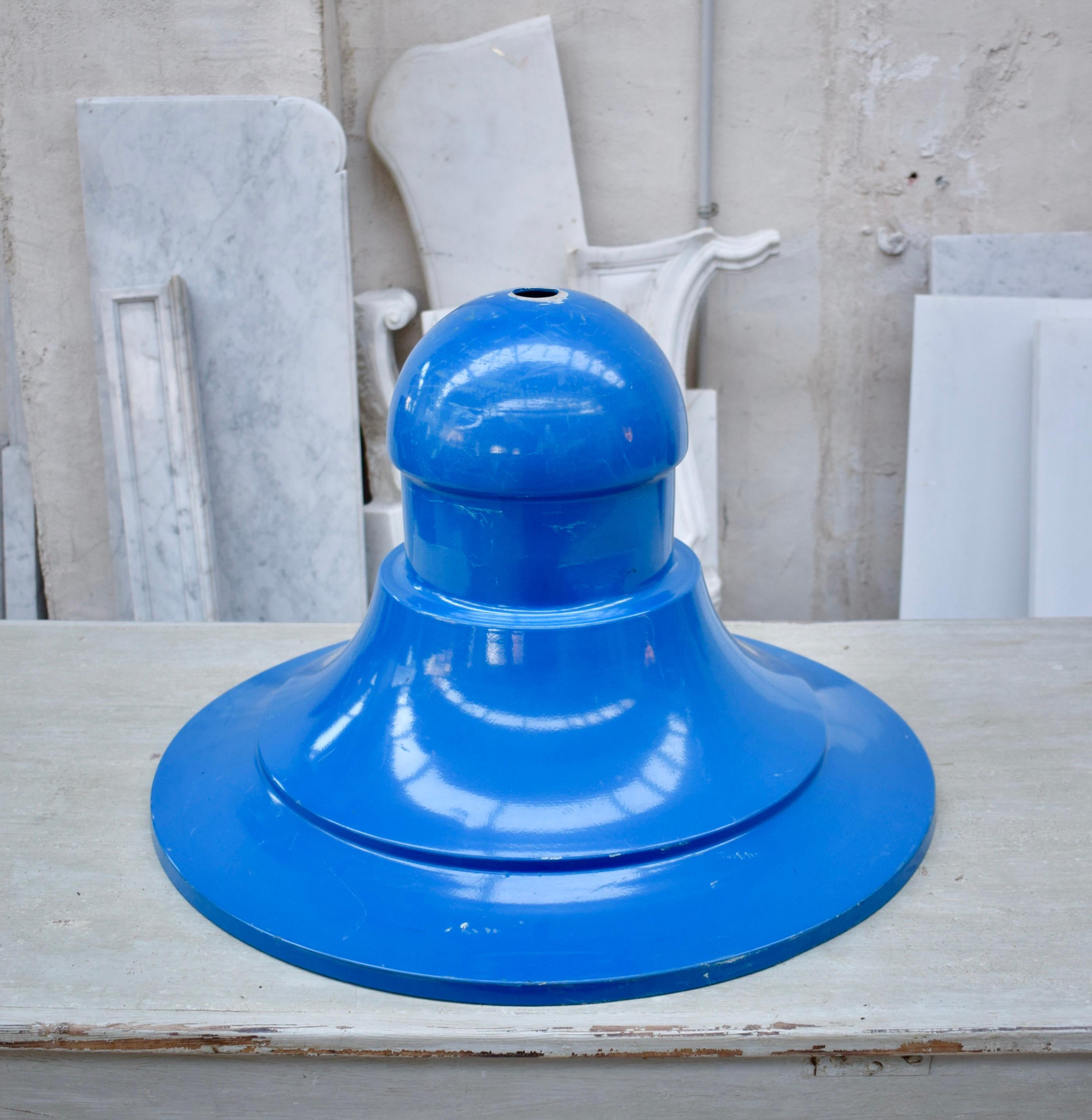 European Large Blue Industrial Ceiling Lamp, circa 20th Century