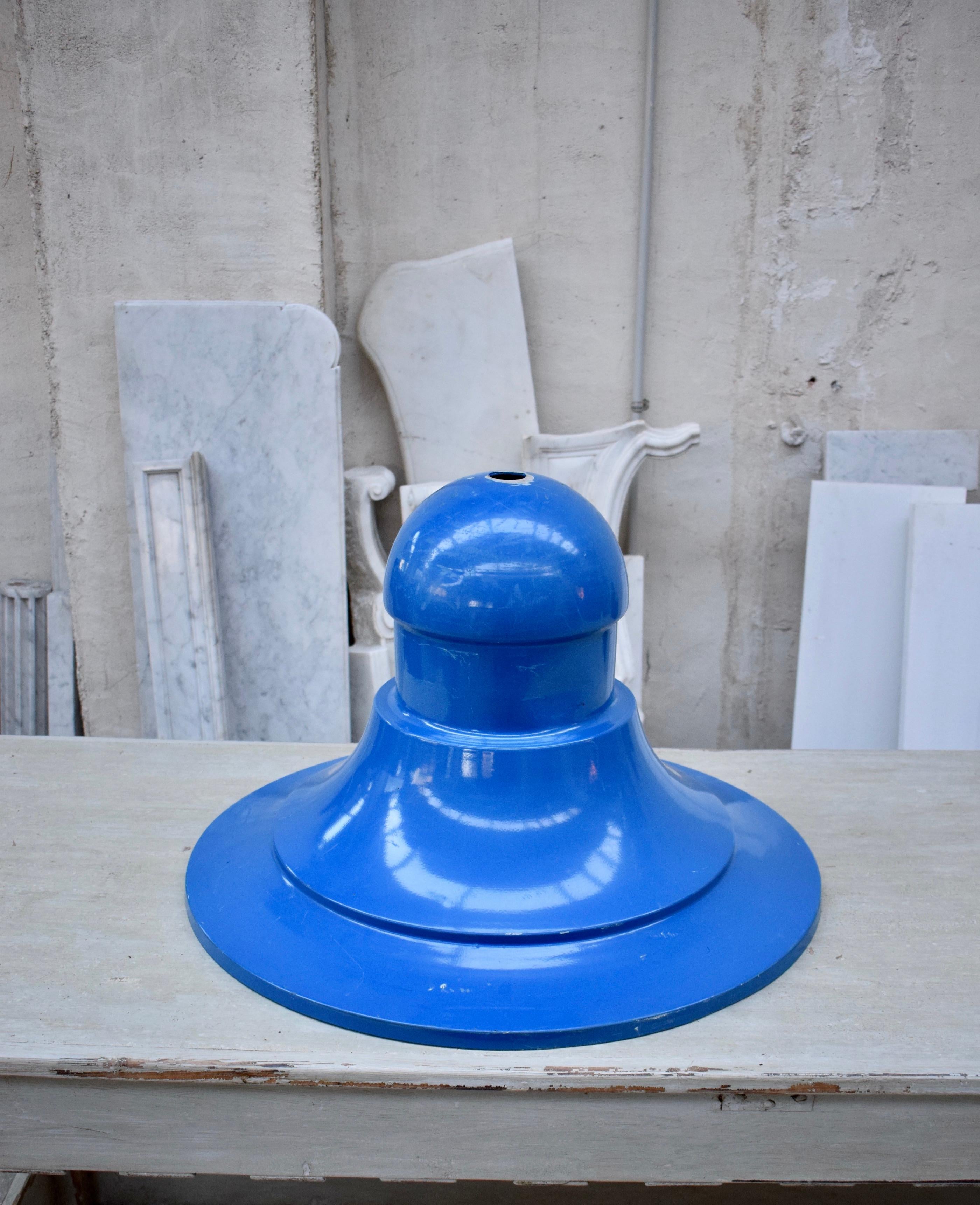 Metal Large Blue Industrial Ceiling Lamp, circa 20th Century