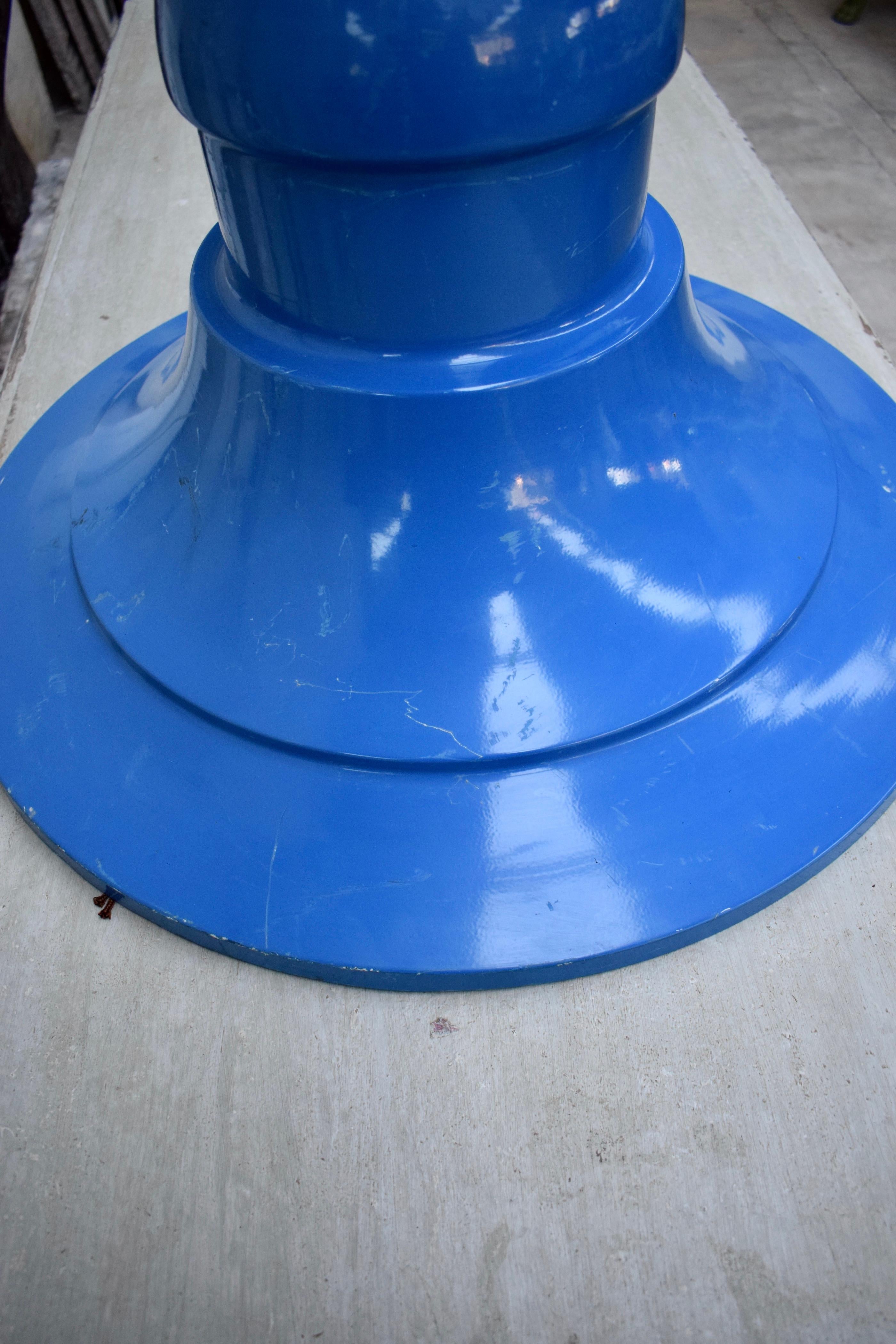 Large Blue Industrial Ceiling Lamp, circa 20th Century 2
