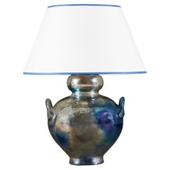 Large Blue Lustre Glaze Lamp