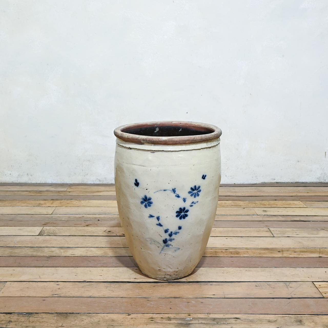 Glazed Large Ming Dynasty Cizhou Wear Ovoid Ceramic Planter - Vessel For Sale