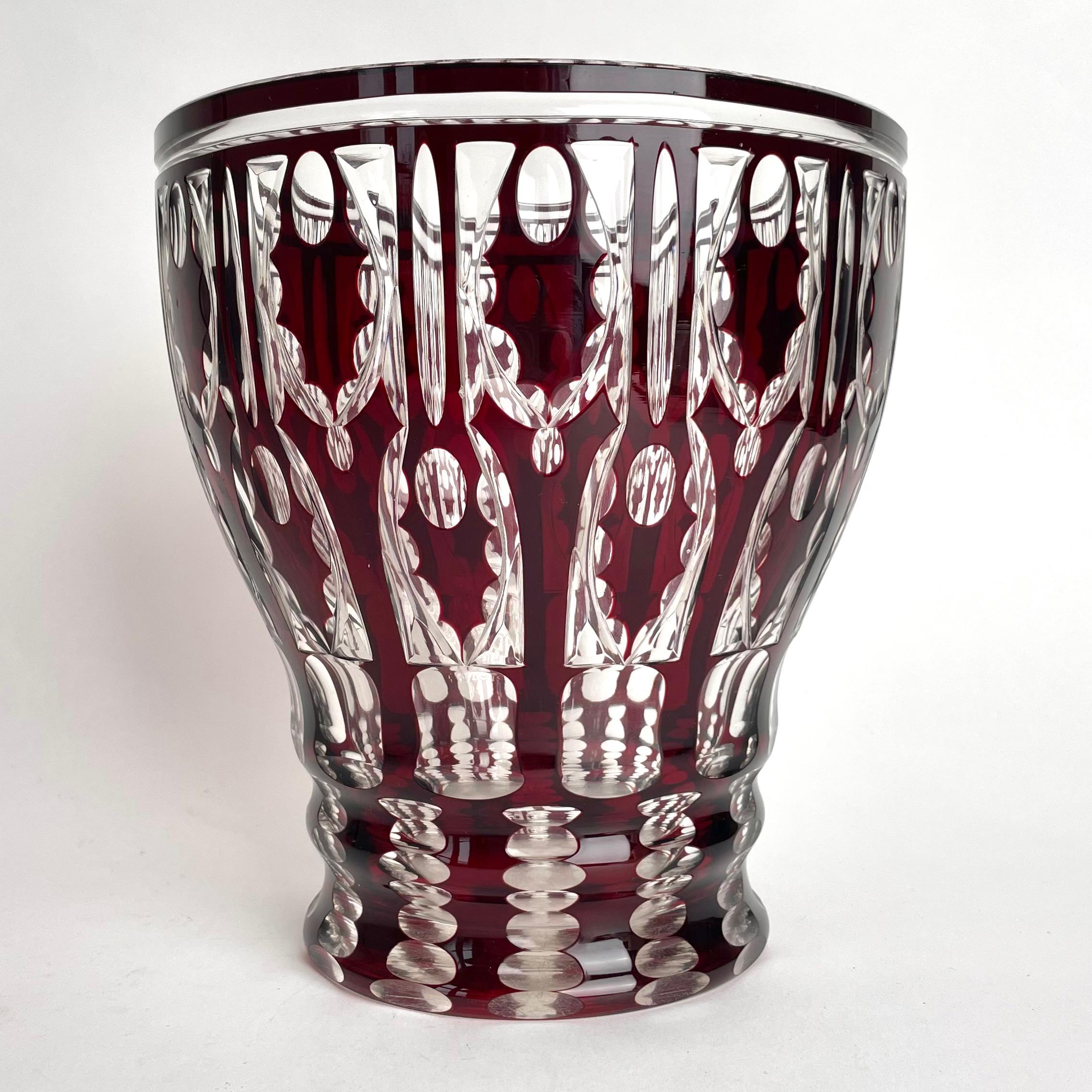 Czech A large Bohemia Cut Crystal Vase from early 20th Century For Sale