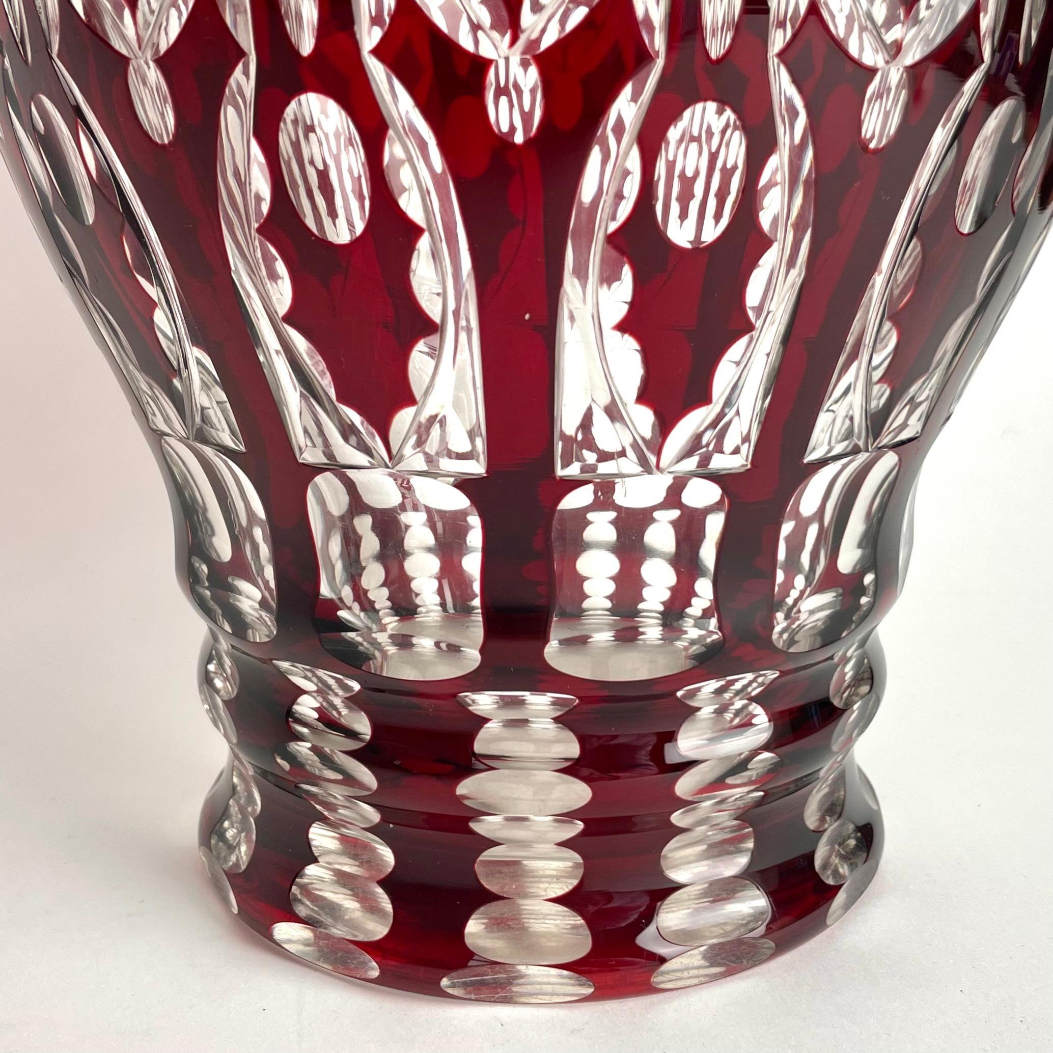 A large Bohemia Cut Crystal Vase from early 20th Century For Sale 2