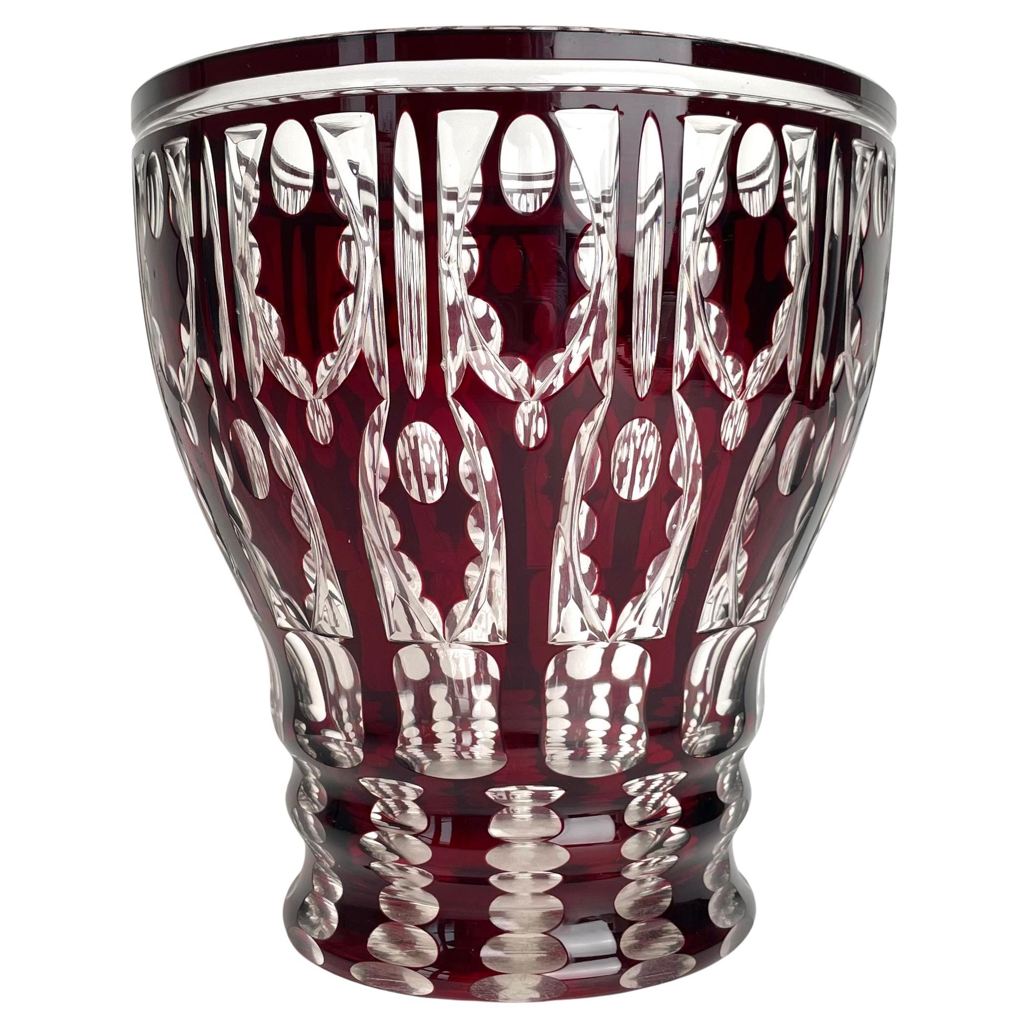 A large Bohemia Cut Crystal Vase from early 20th Century For Sale