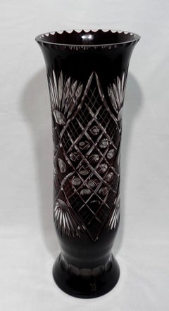 A Large Bohemian Style Ruby cut to clear Vase