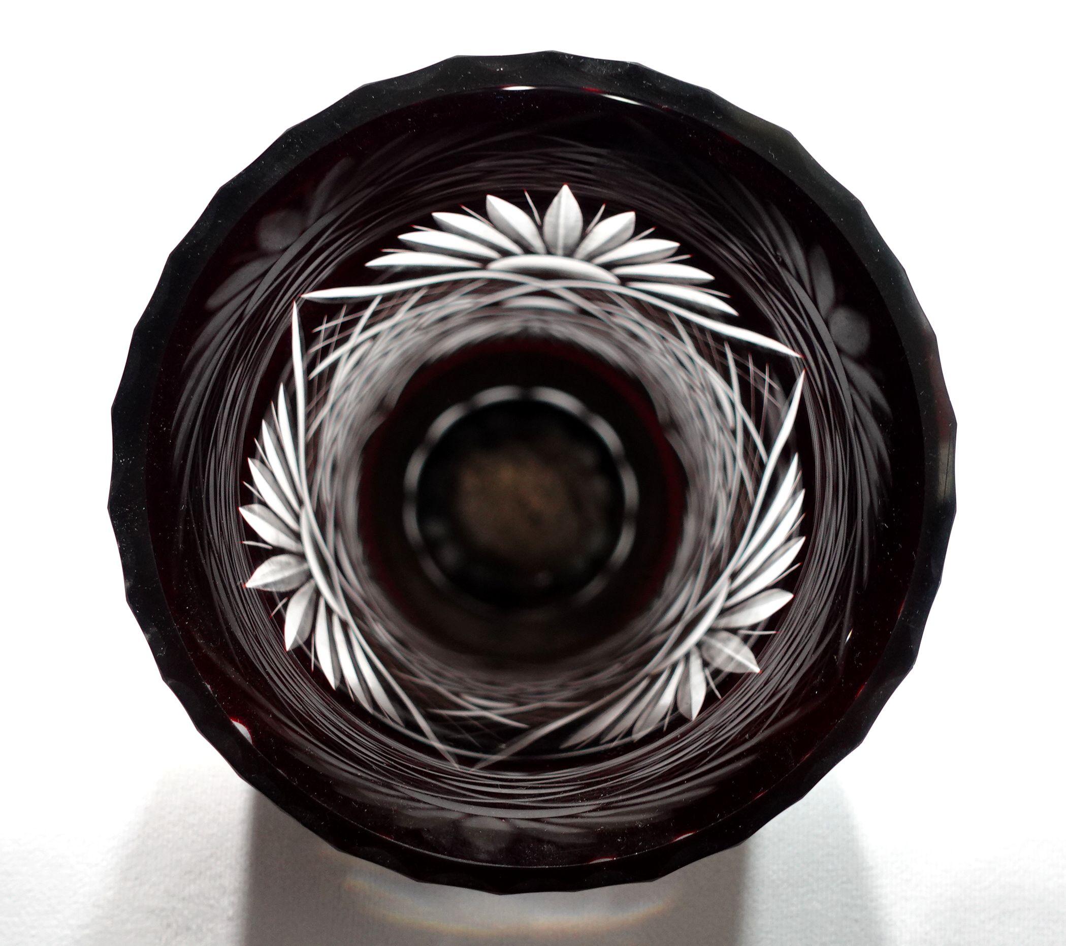 A Large Bohemian Style Ruby cut to clear Vase For Sale 2