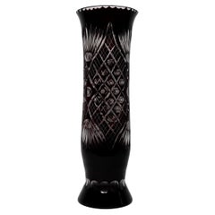 A Large Bohemian Style Ruby cut to clear Vase