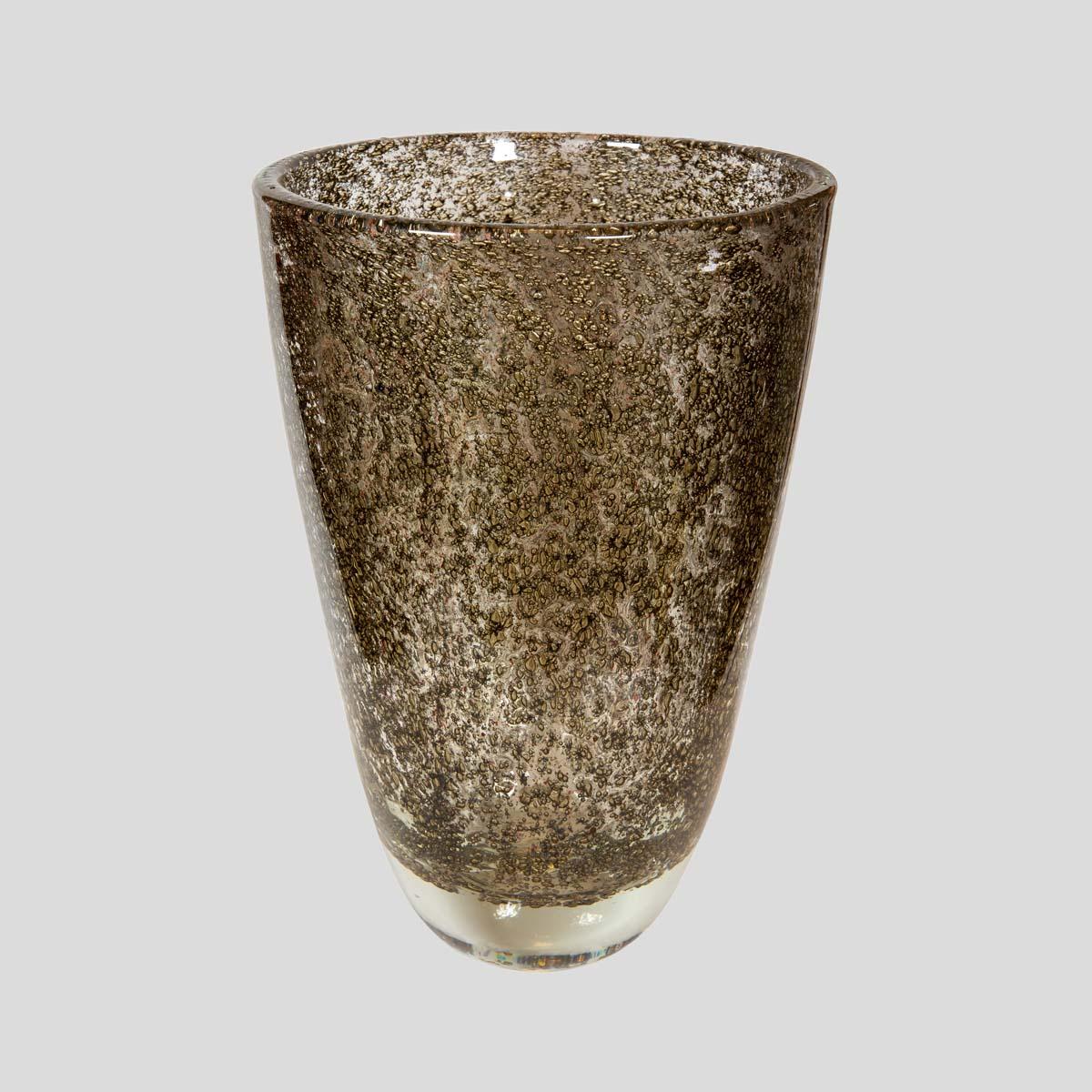 Gran jarrón de latón y vidrio soplado con inclusión de sommerso transparente de Alberto Dona en Excelente estado para la venta en London, GB