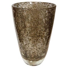 A large brass and clear sommerso inclusion blown glass vase by Alberto Dona