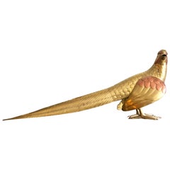 Large Brass and Copper Game Bird by Bustamante 