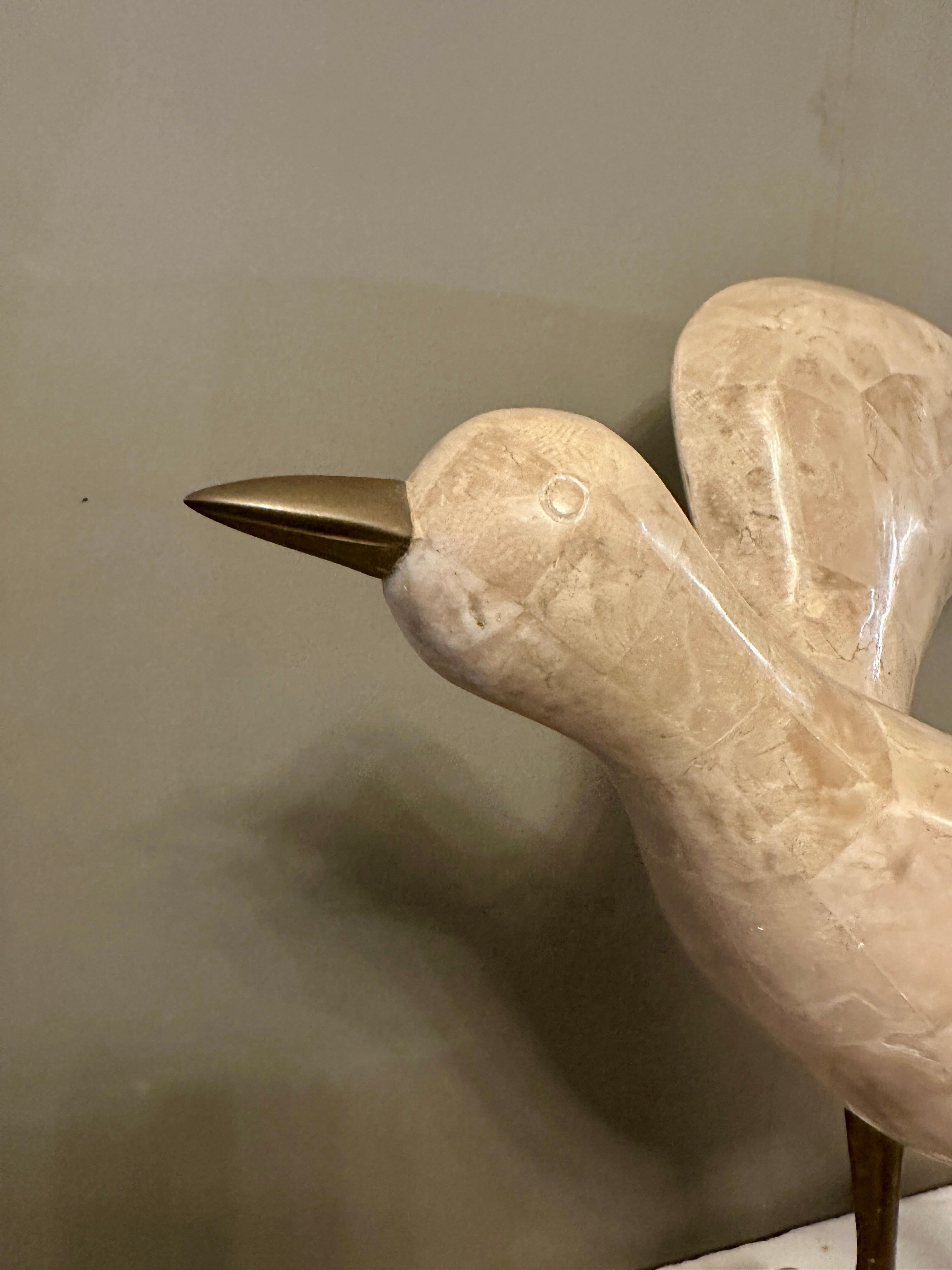 A large Brass And Tessellated Marble Seagull By Maitland Smith in vendita 4