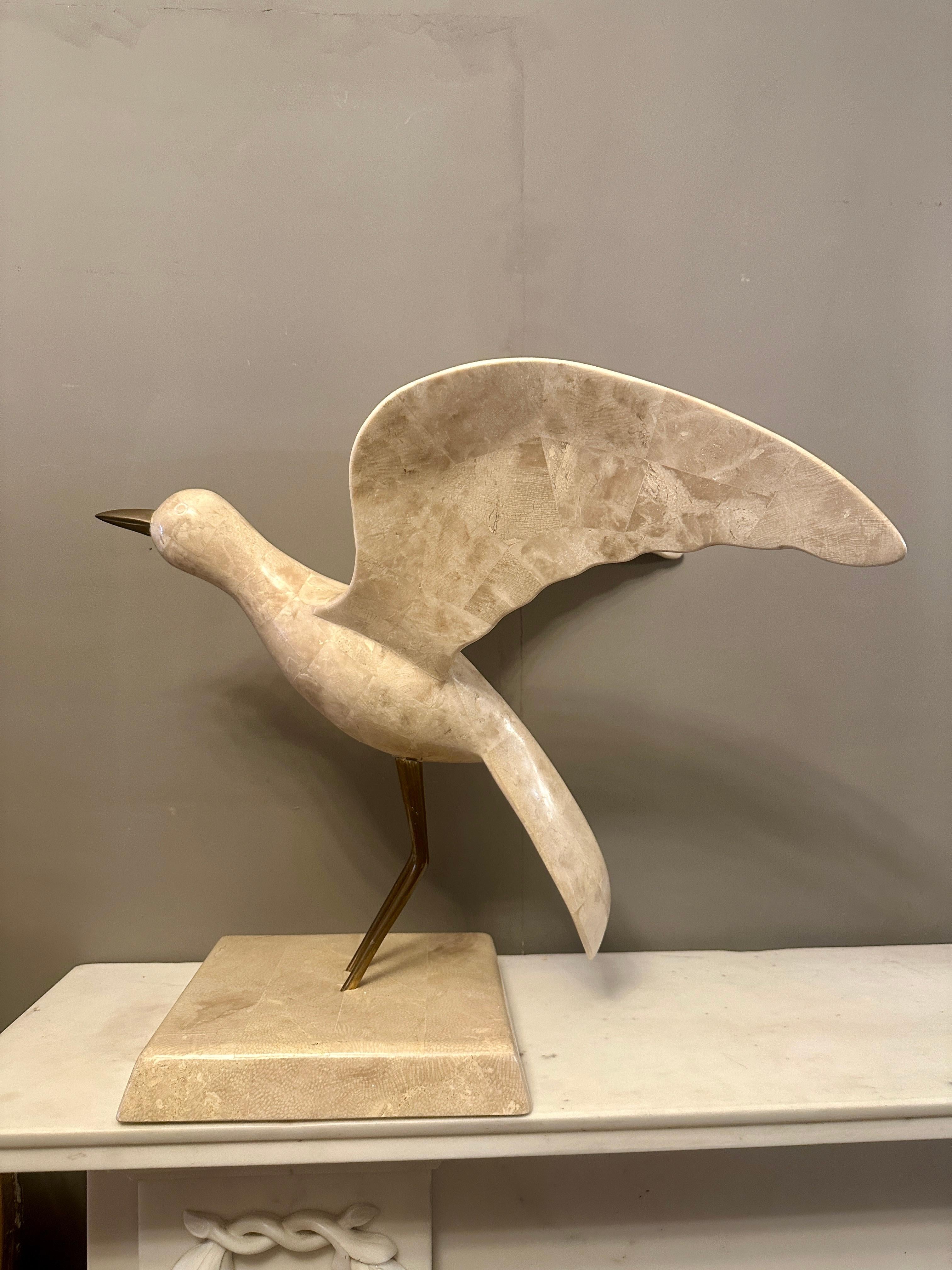 A large Brass And Tessellated Marble Seagull By Maitland Smith in vendita 6