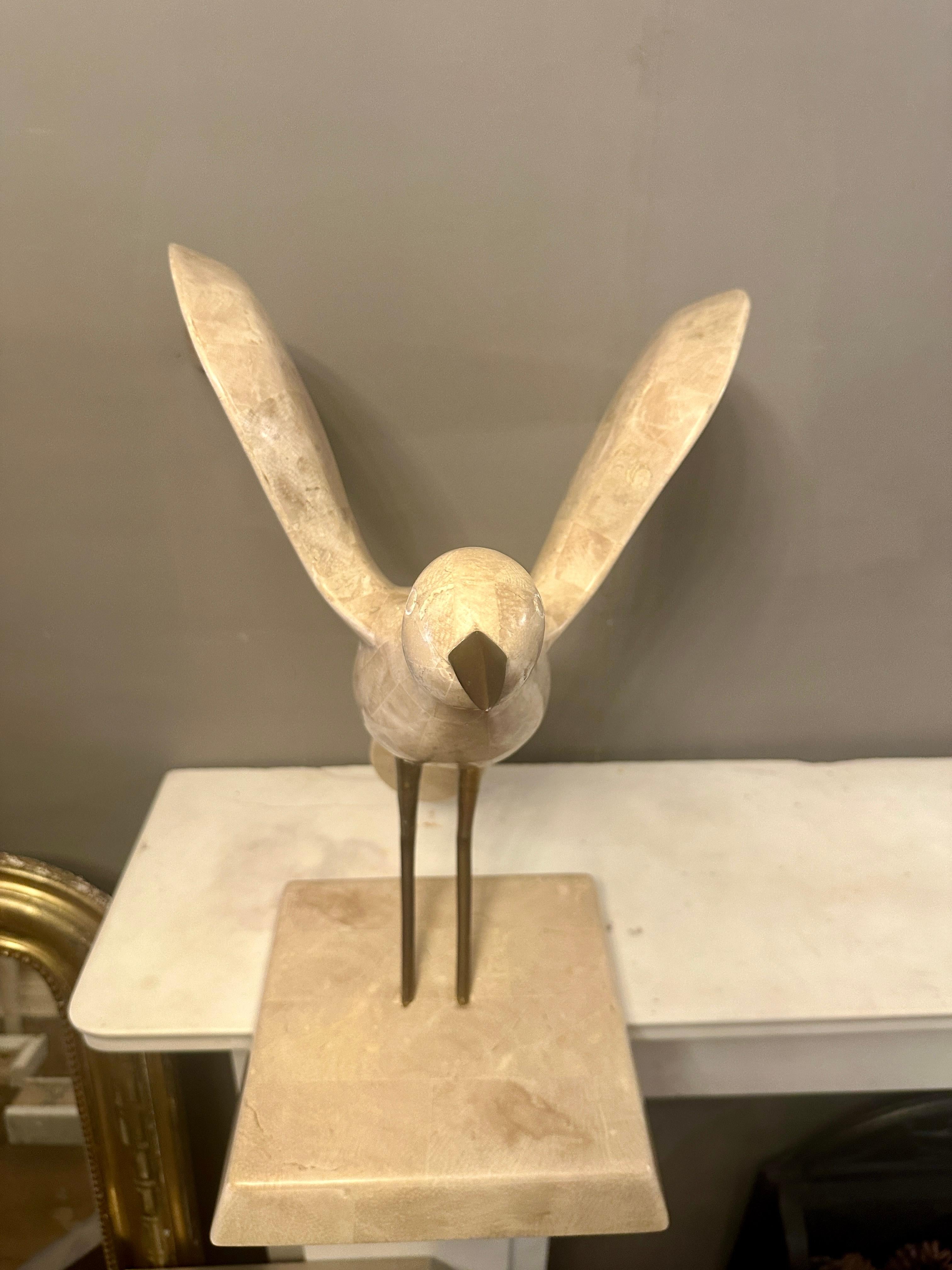 Ottone A large Brass And Tessellated Marble Seagull By Maitland Smith in vendita