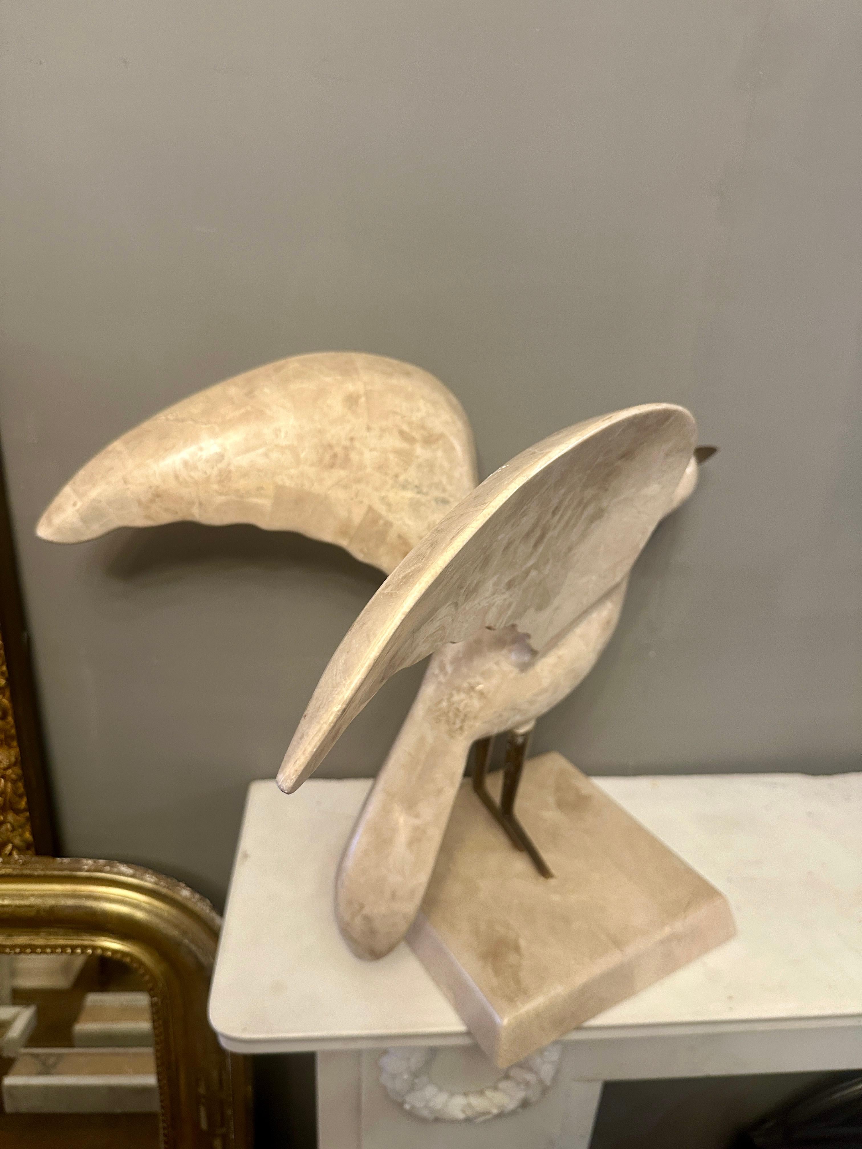 A large Brass And Tessellated Marble Seagull By Maitland Smith in vendita 1