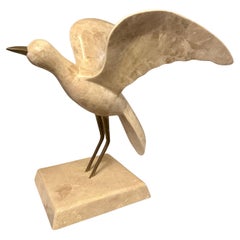 A large Brass And Tessellated Marble Seagull By Maitland Smith