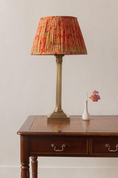 A Large Brass Column Lamp
